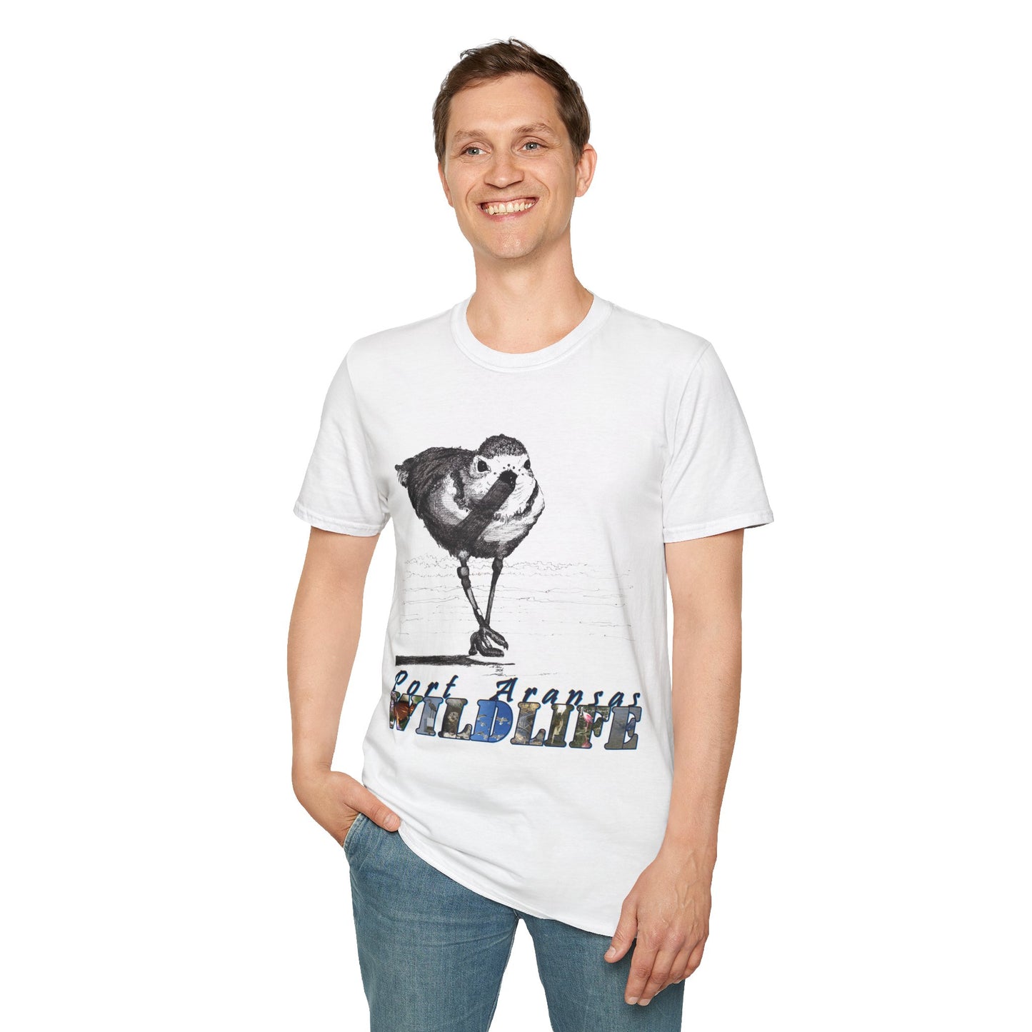 Banded Piping Plover Ink Art T-Shirt Design Port Aransas Wildlife