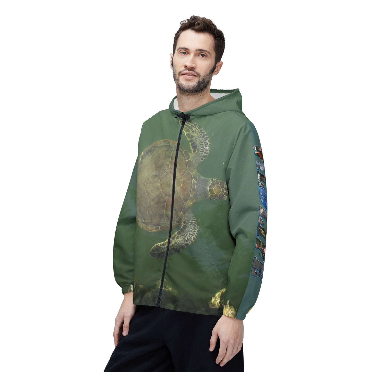 Green Sea Turtle at Robert's Point Park Windbreaker Jacket by Port Aransas Wildlife
