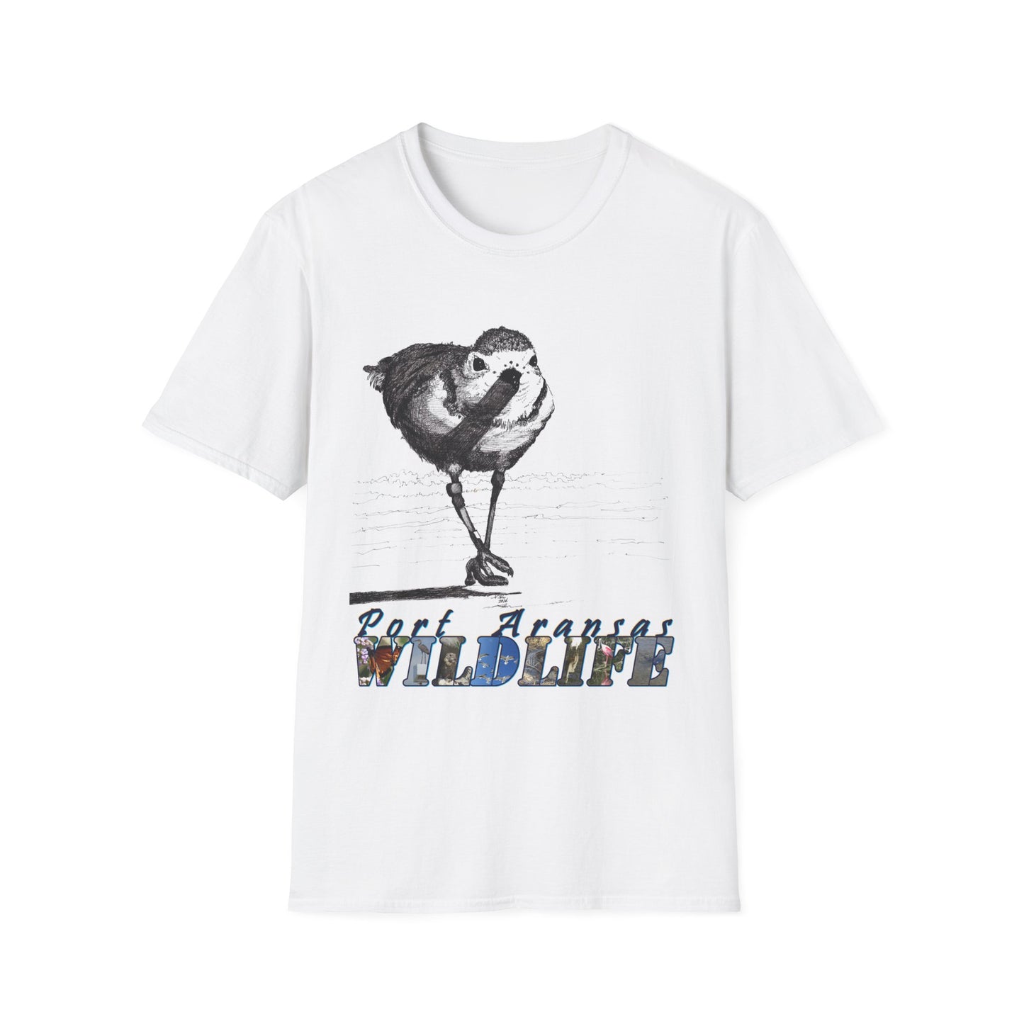 Banded Piping Plover Ink Art T-Shirt Design Port Aransas Wildlife