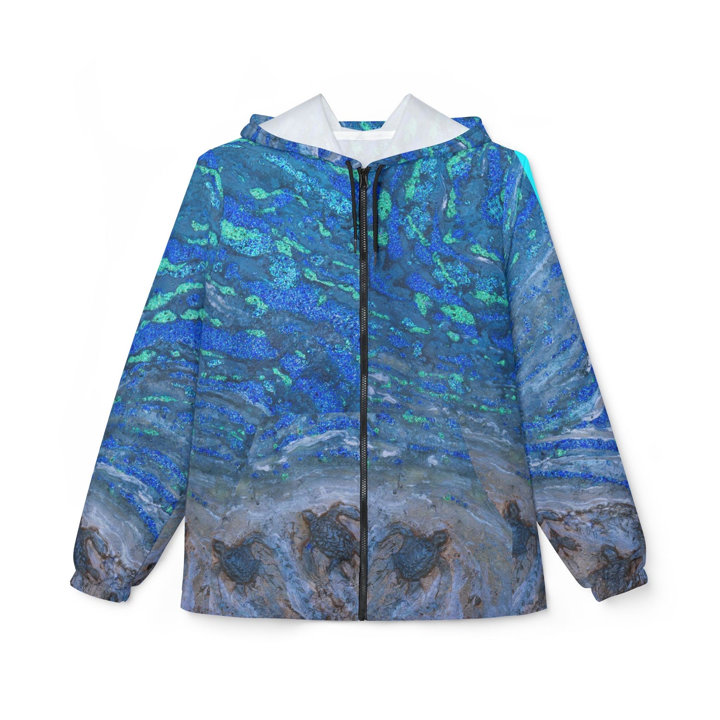 Windbreaker Jacket - Port Aransas Wildlife Sparkling Sea Turtle Hatchlings Design