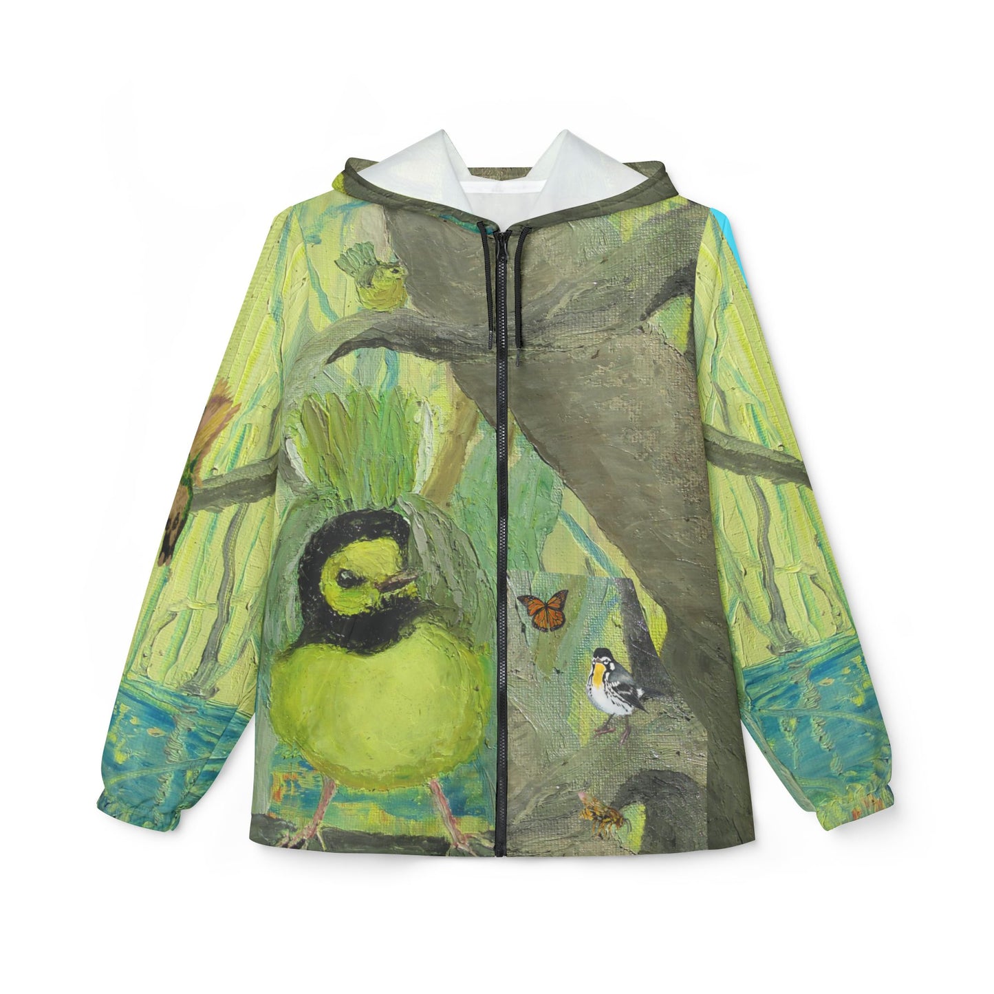 Port Aransas Wildlife Windbreaker Jacket - Hooded Warbler, Hummingbird, Monarch, Yellow-throated Warbler Inspired Art