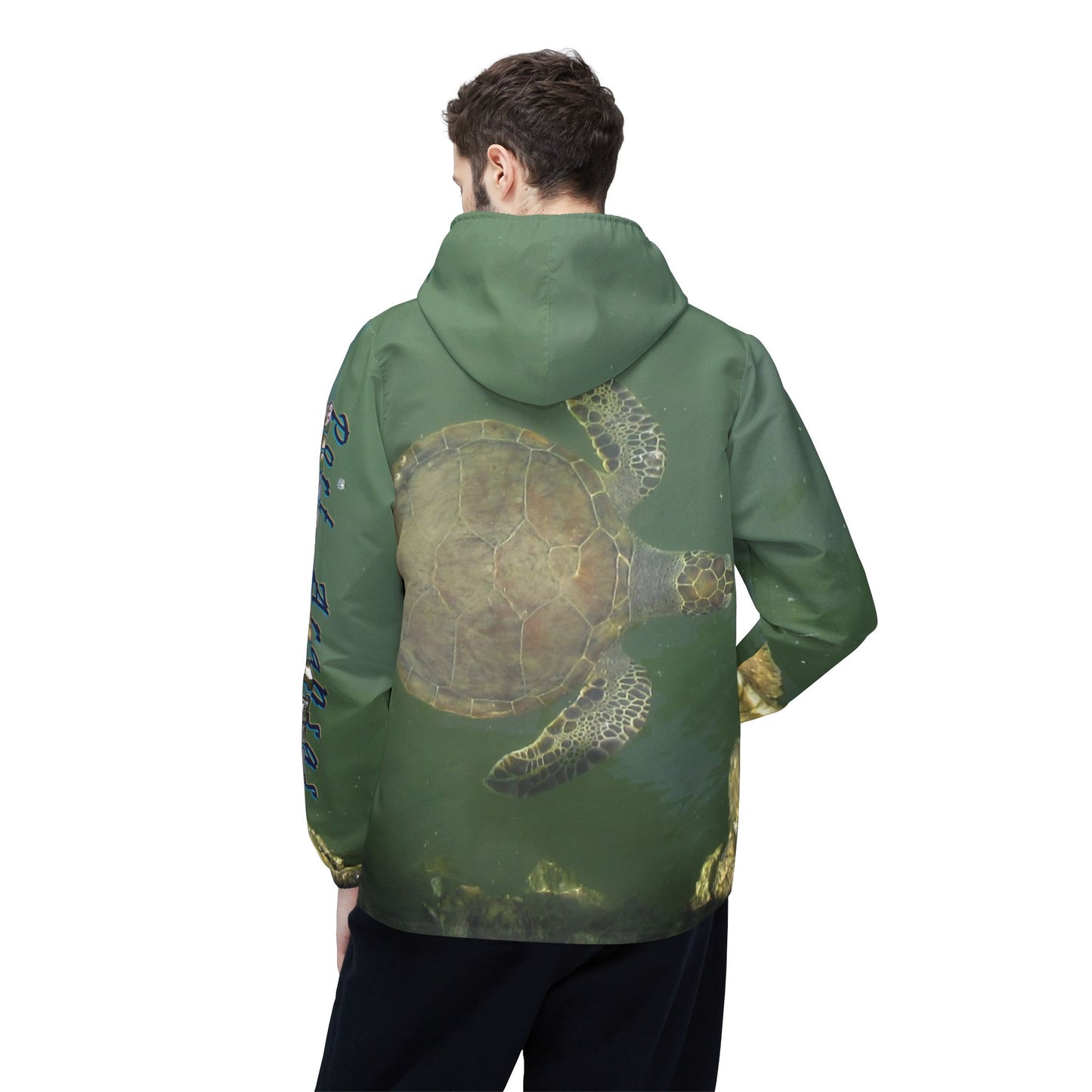 Green Sea Turtle at Robert's Point Park Windbreaker Jacket by Port Aransas Wildlife