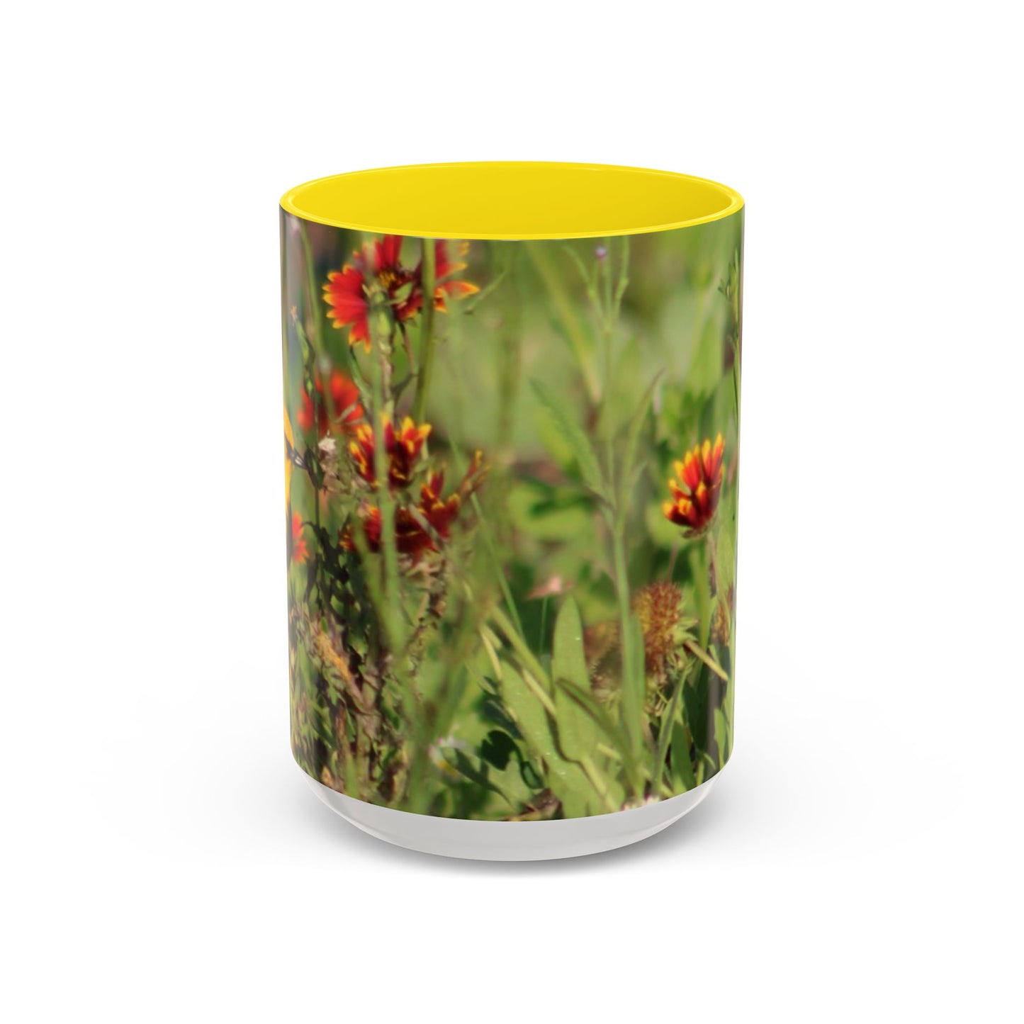 Mug - Blue-winged Warbler Floral Accent Coffee Mug - Gift for Birders and Nature Lovers