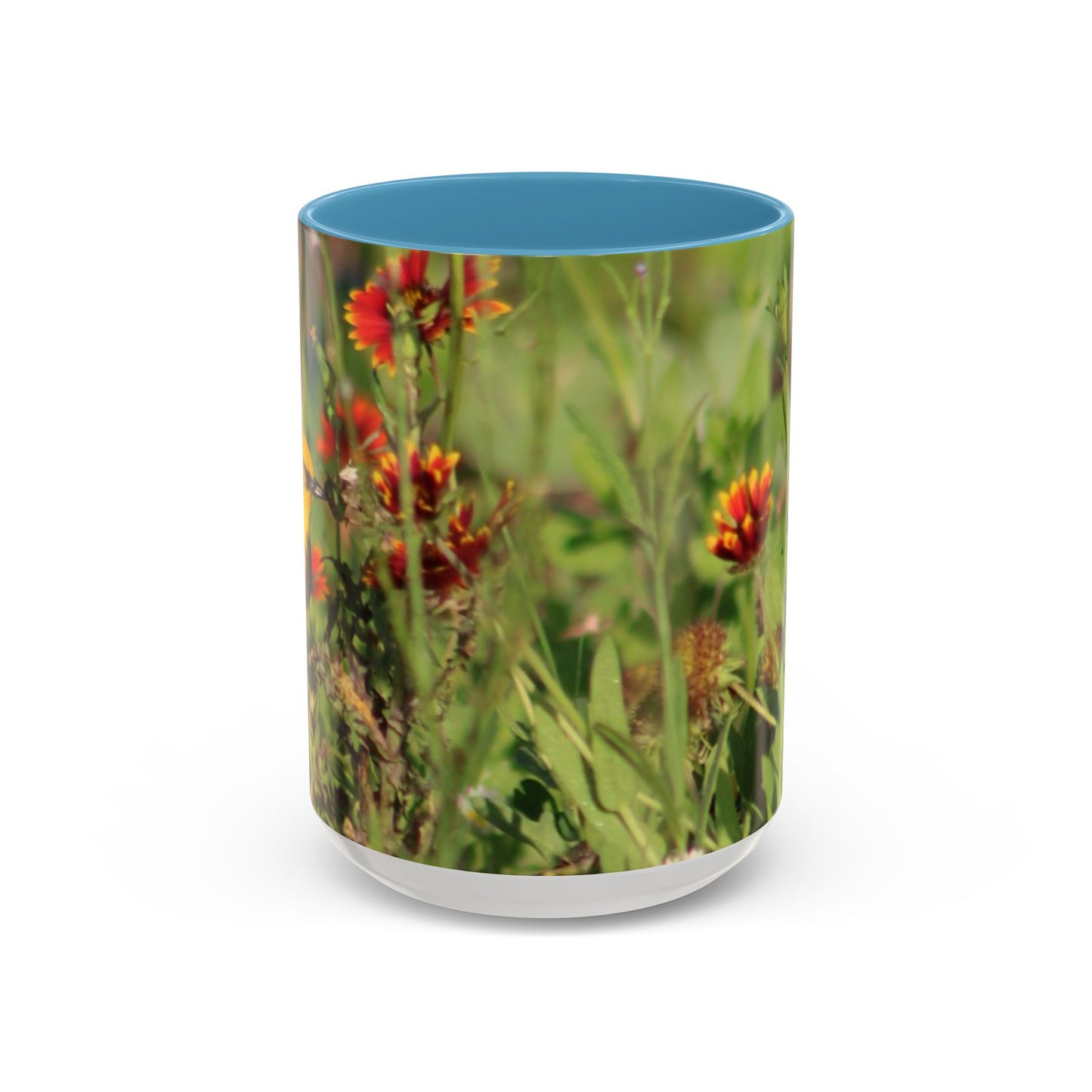 Mug - Blue-winged Warbler Floral Accent Coffee Mug - Gift for Birders and Nature Lovers