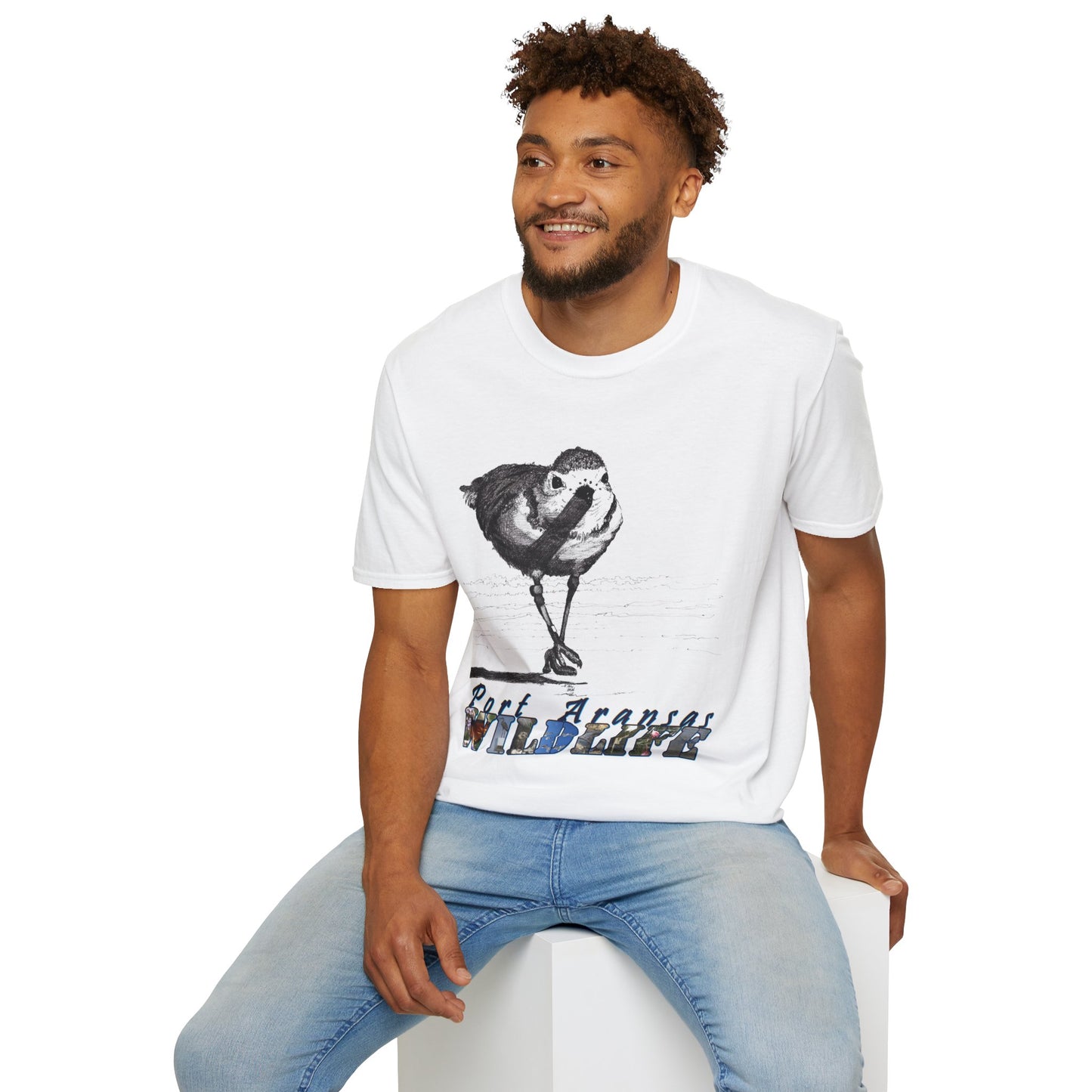 Banded Piping Plover Ink Art T-Shirt Design Port Aransas Wildlife