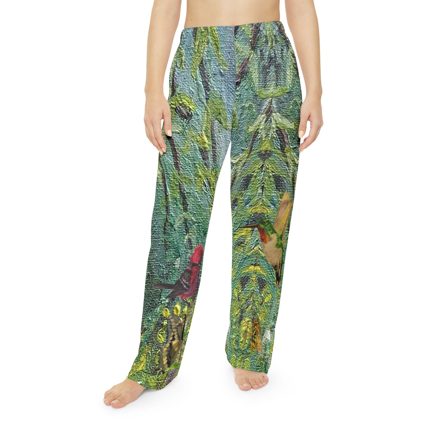 Comfort Pants Nature Birds Butterfly Ladybugs Trees Leaves Art by Port Aransas Wildlife