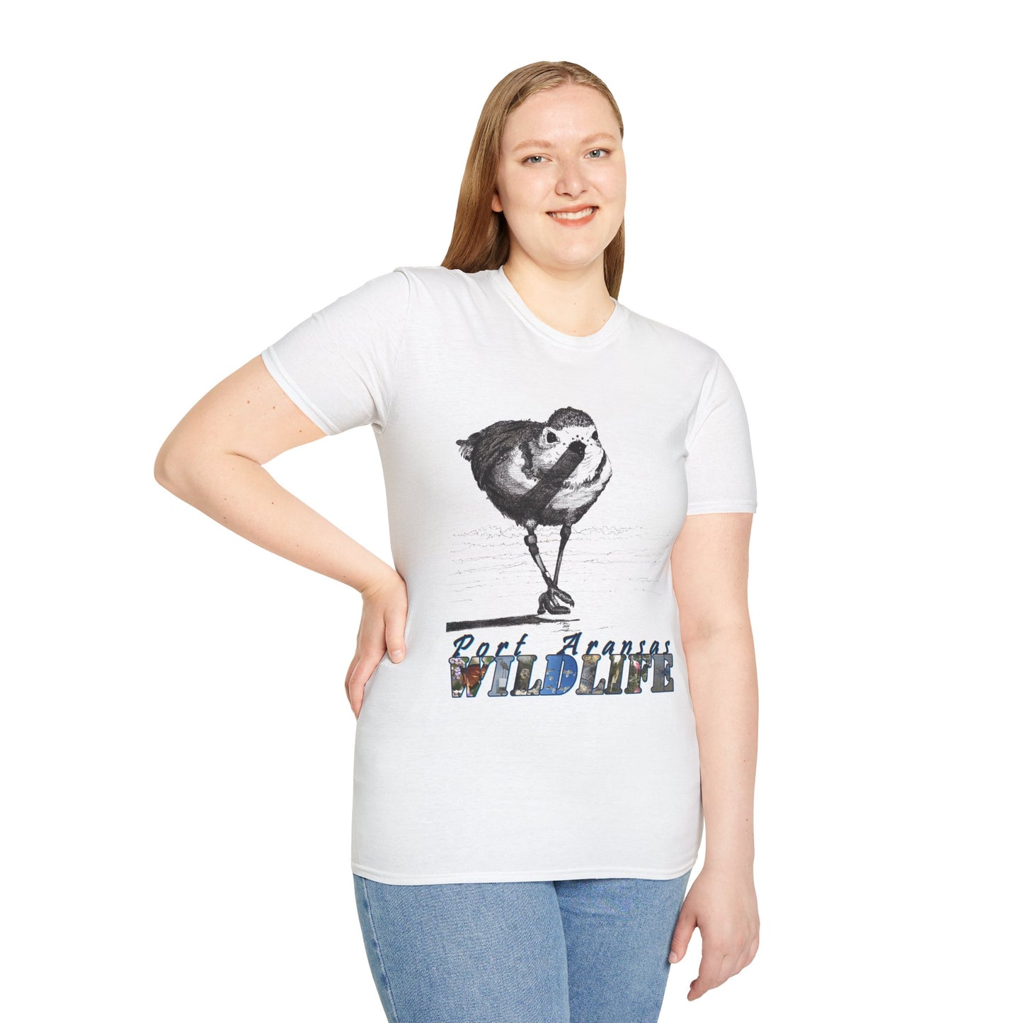 Banded Piping Plover Ink Art T-Shirt Design Port Aransas Wildlife