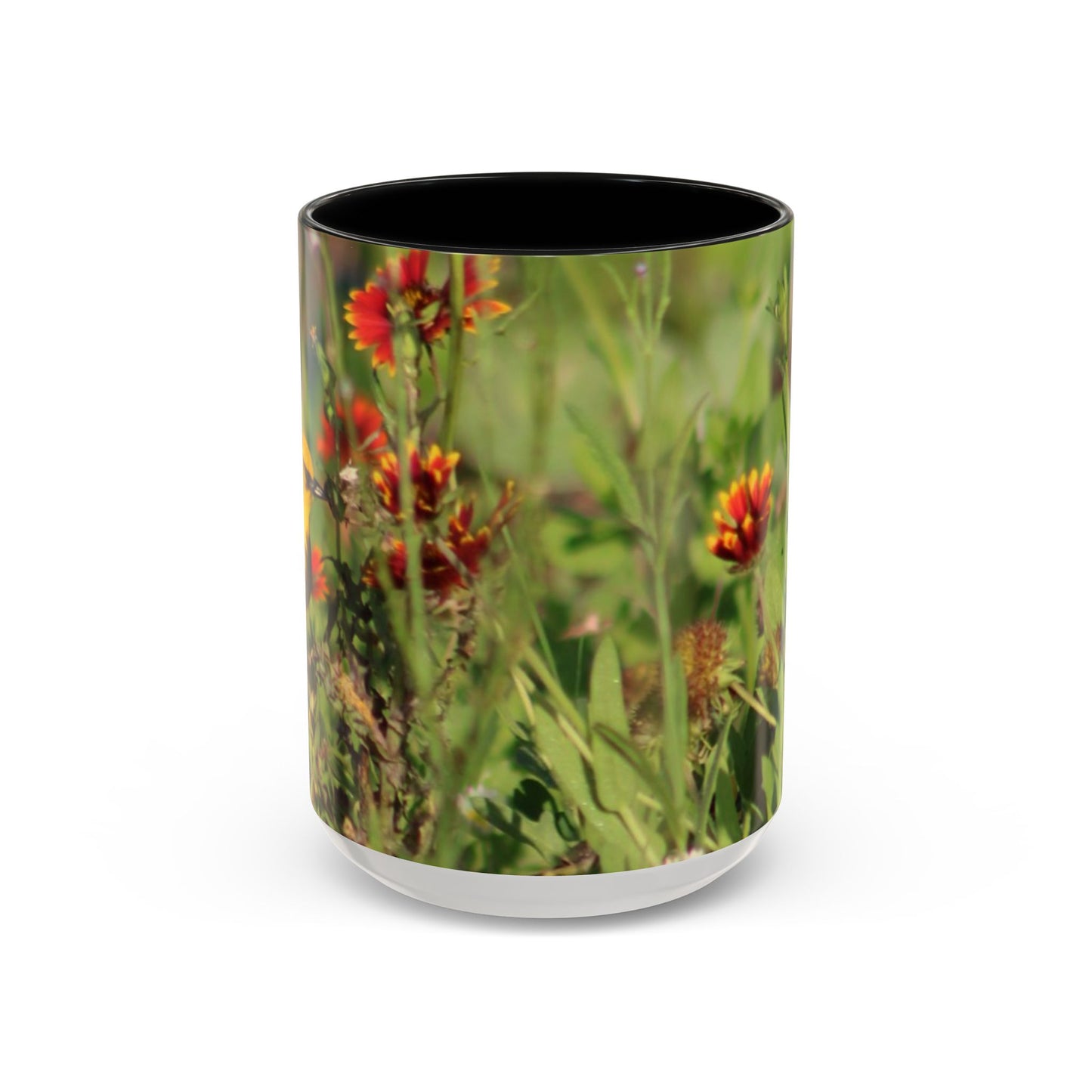 Mug - Blue-winged Warbler Floral Accent Coffee Mug - Gift for Birders and Nature Lovers