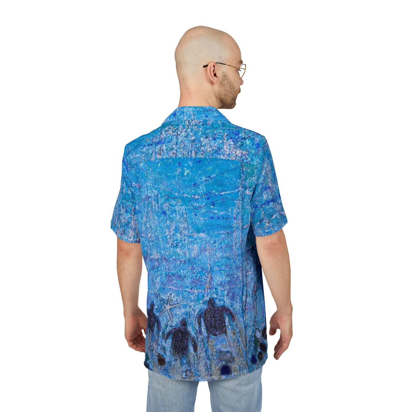 Sea Turtle Hatchling Art Button-down Beach Shirt with Pocket