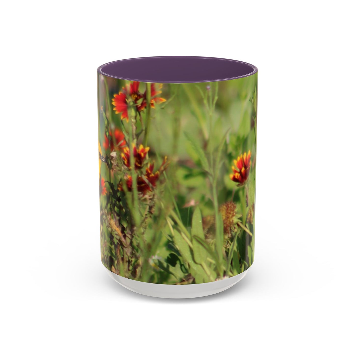 Mug - Blue-winged Warbler Floral Accent Coffee Mug - Gift for Birders and Nature Lovers
