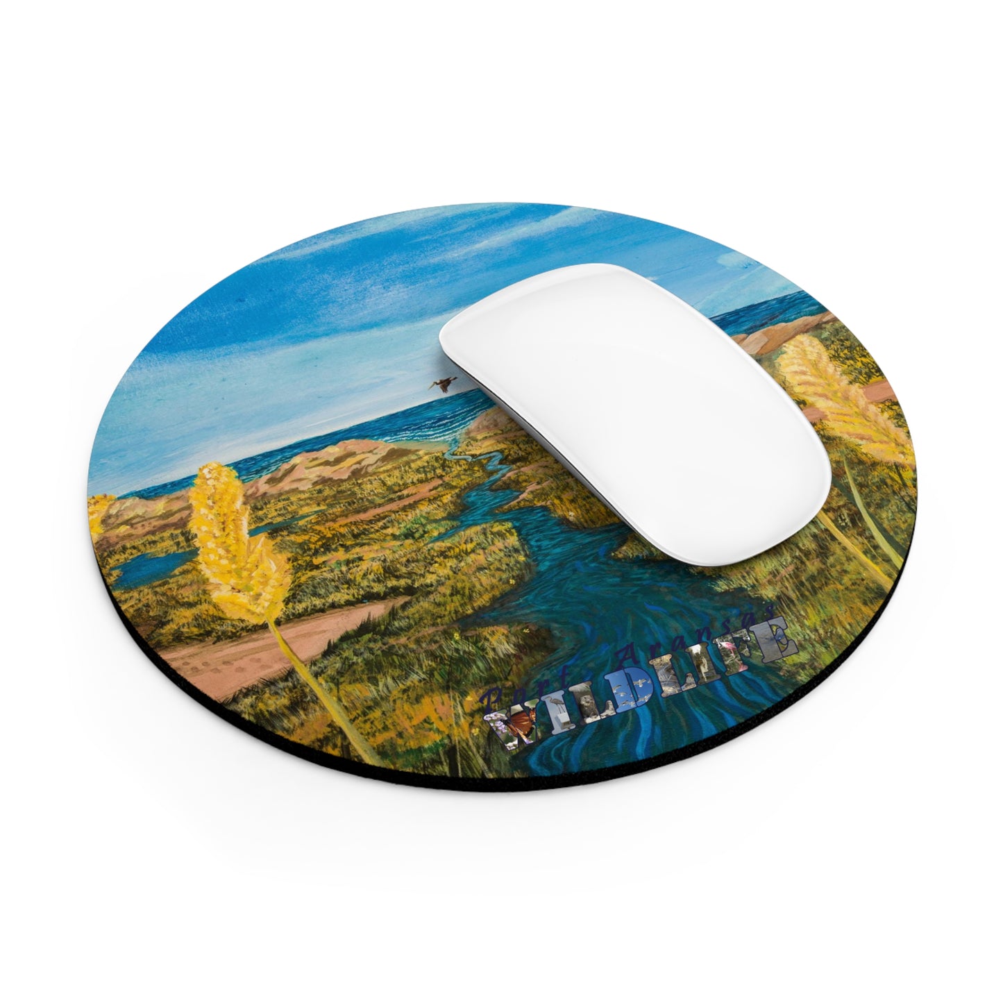 Port Aransas Wildlife Mouse Pad — Scenic Coastal Marsh Desk Mat
