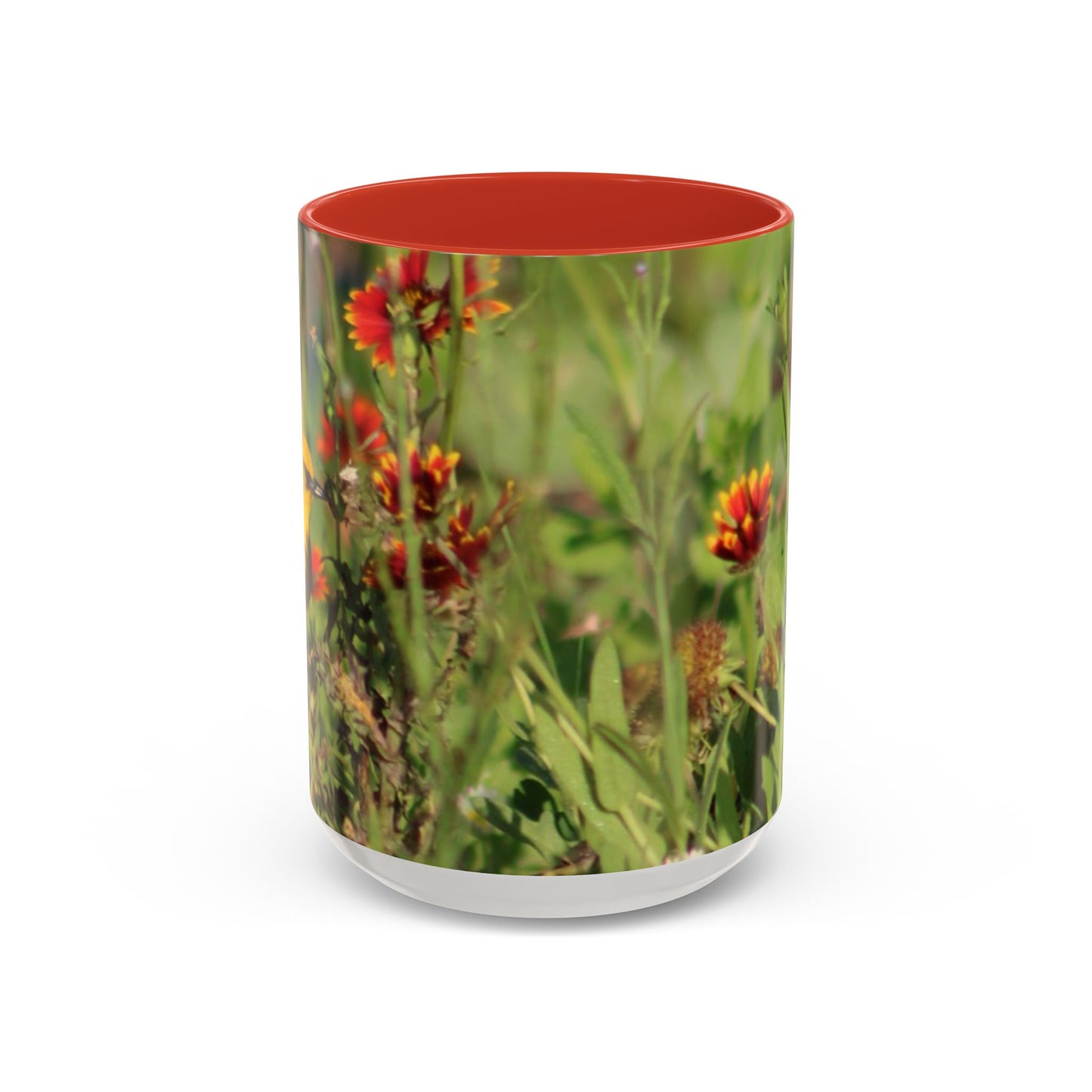 Mug - Blue-winged Warbler Floral Accent Coffee Mug - Gift for Birders and Nature Lovers