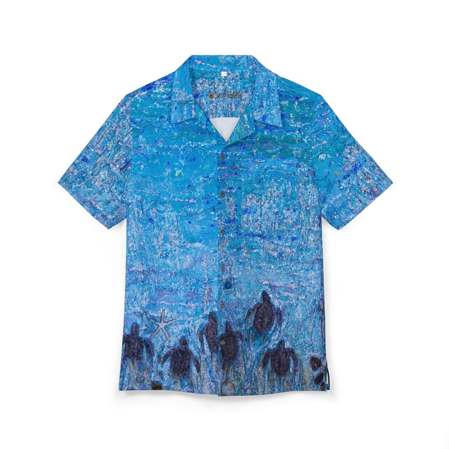 Sea Turtle Hatchling Art Button-down Beach Shirt with Pocket