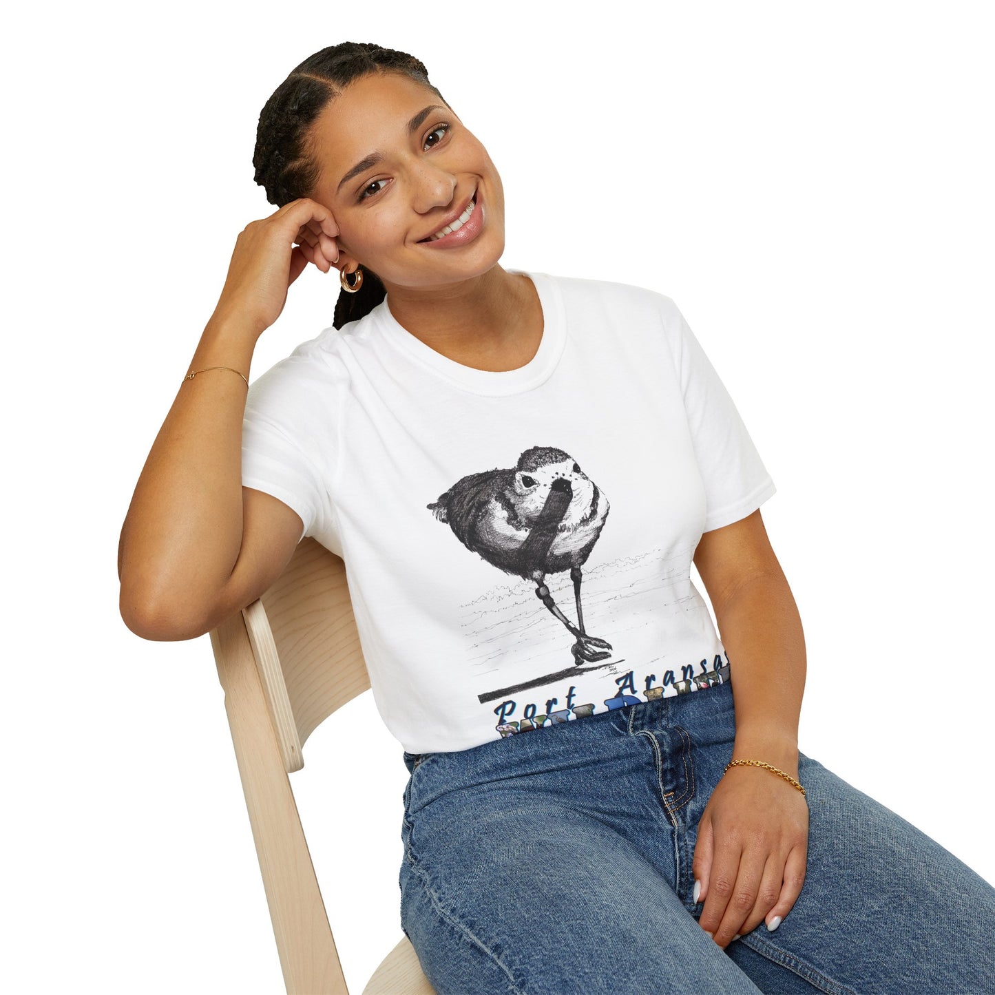 Banded Piping Plover Ink Art T-Shirt Design Port Aransas Wildlife