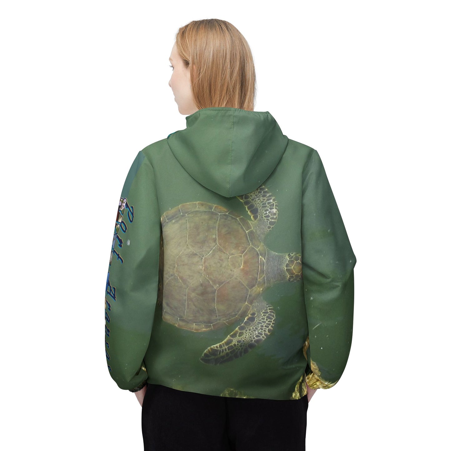 Green Sea Turtle at Robert's Point Park Windbreaker Jacket by Port Aransas Wildlife