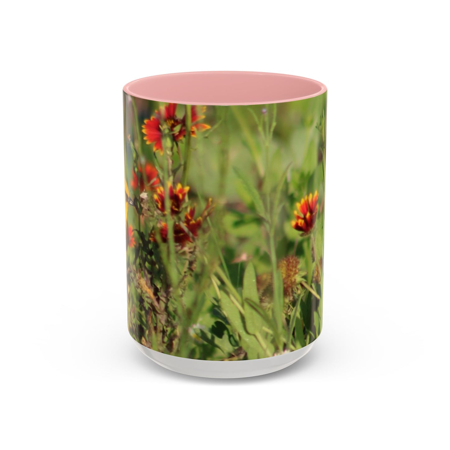 Mug - Blue-winged Warbler Floral Accent Coffee Mug - Gift for Birders and Nature Lovers