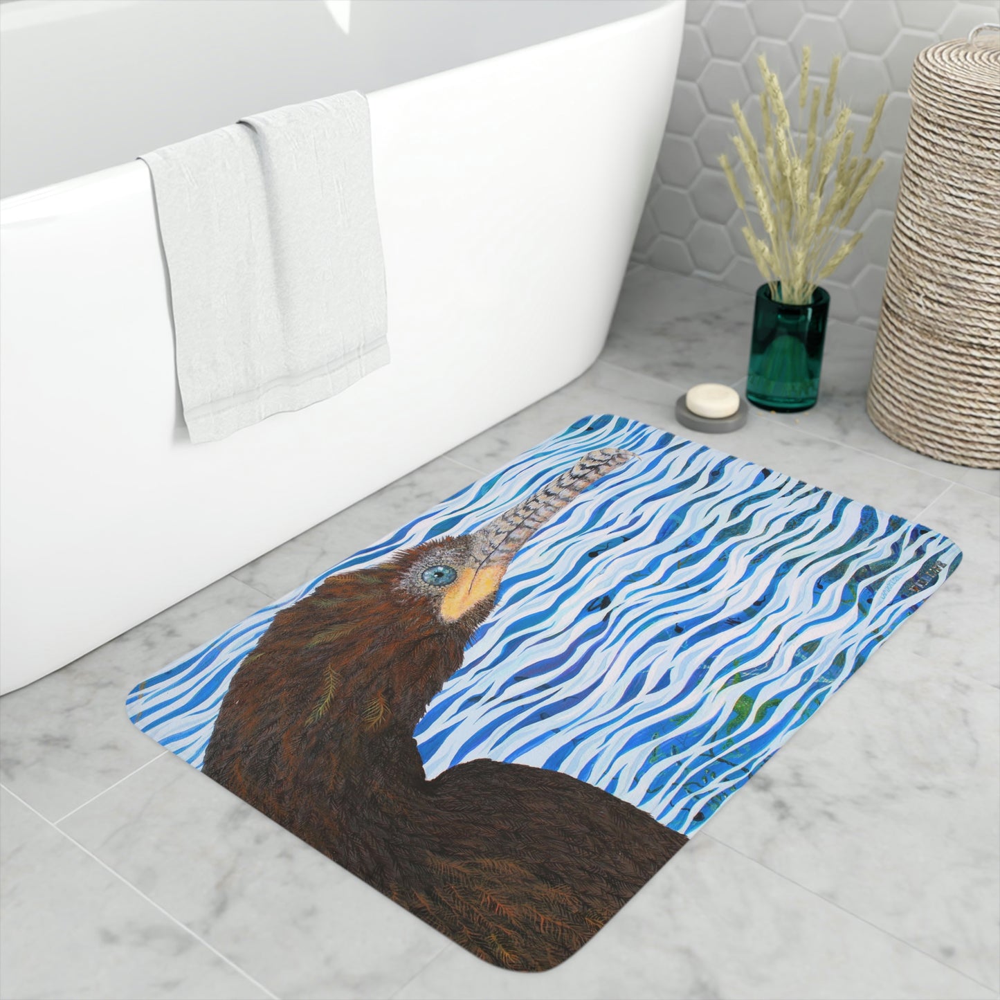 Cormorant in Paradise Port Aransas Wildlife Memory Foam Bath Mat