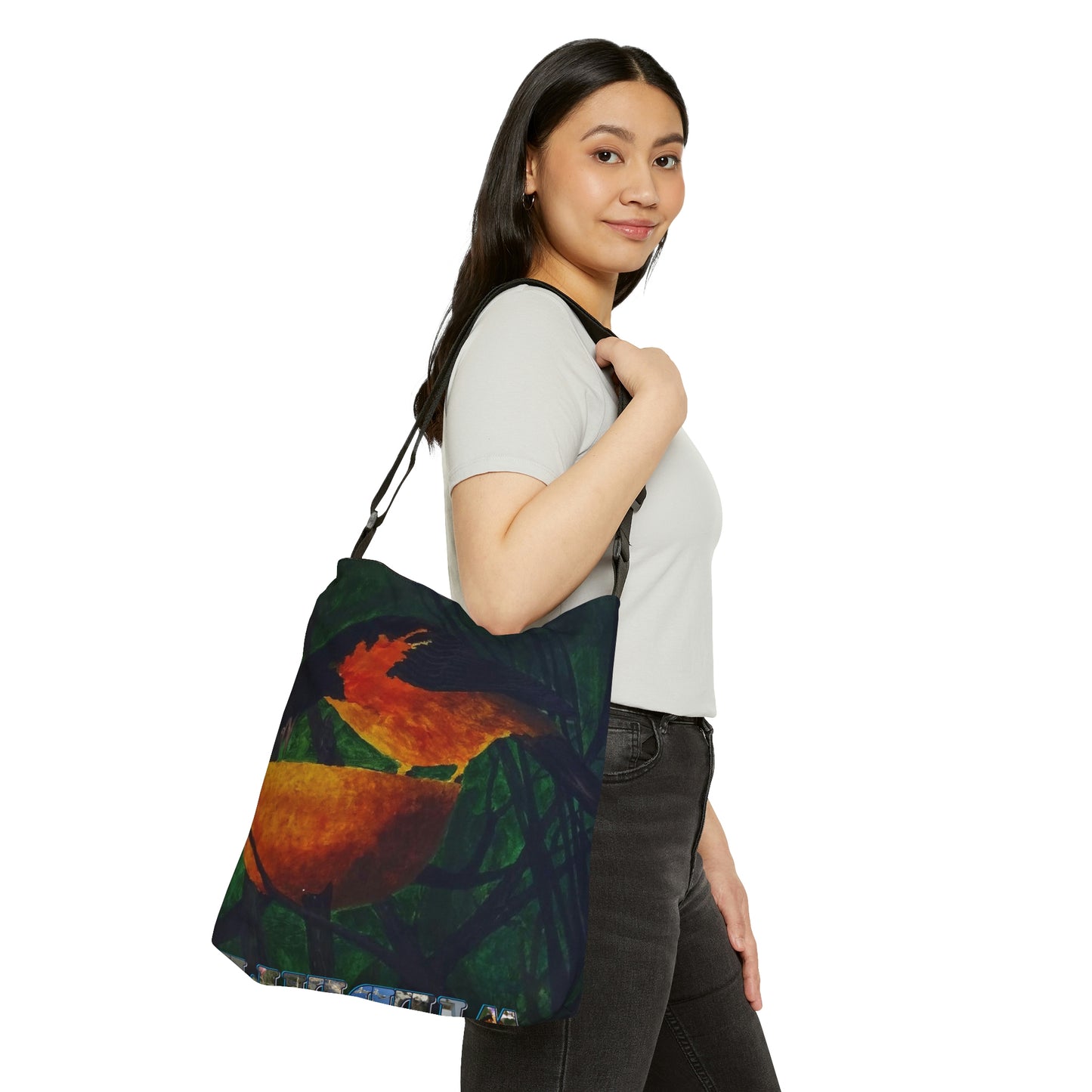 Oriole and an Orange in Port Aransas Adjustable Tote Bag