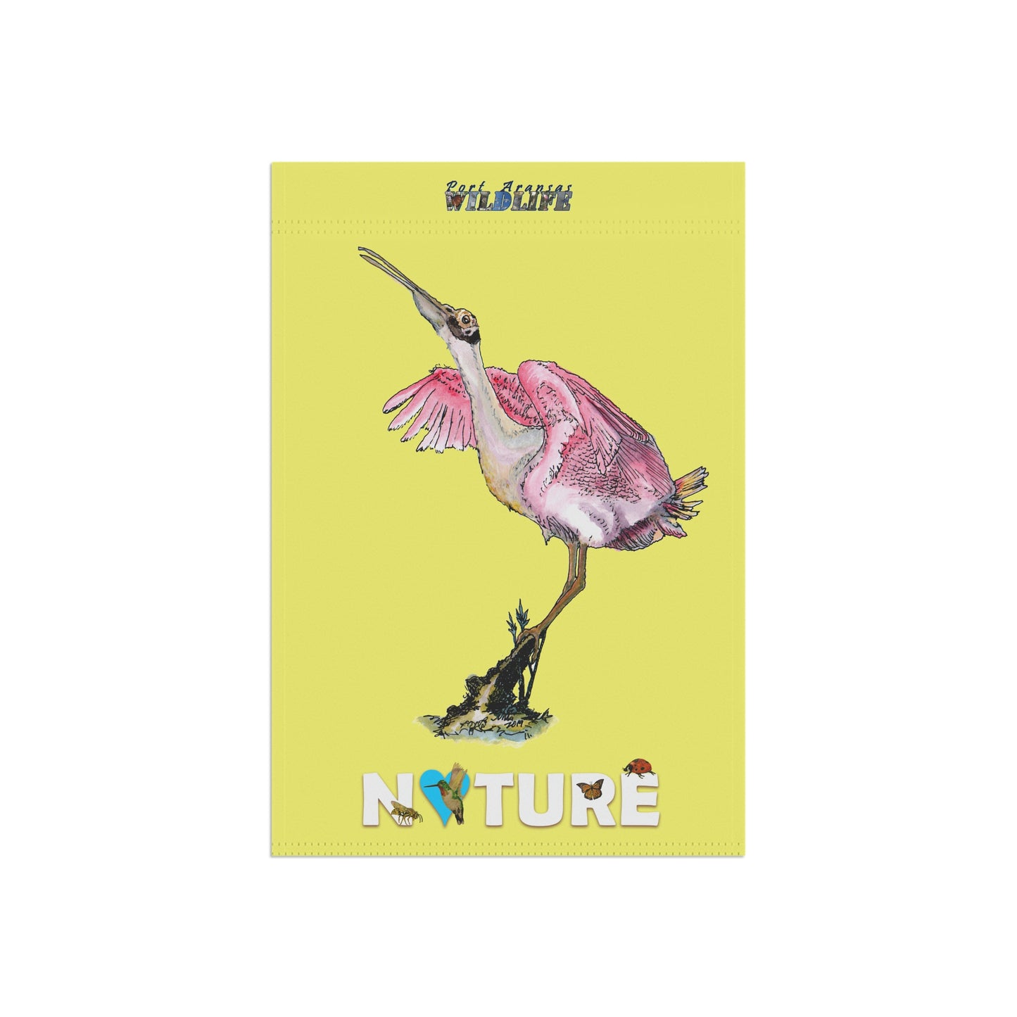 Rosie the Roseate Spoonbill Yellow Garden & House Banner
