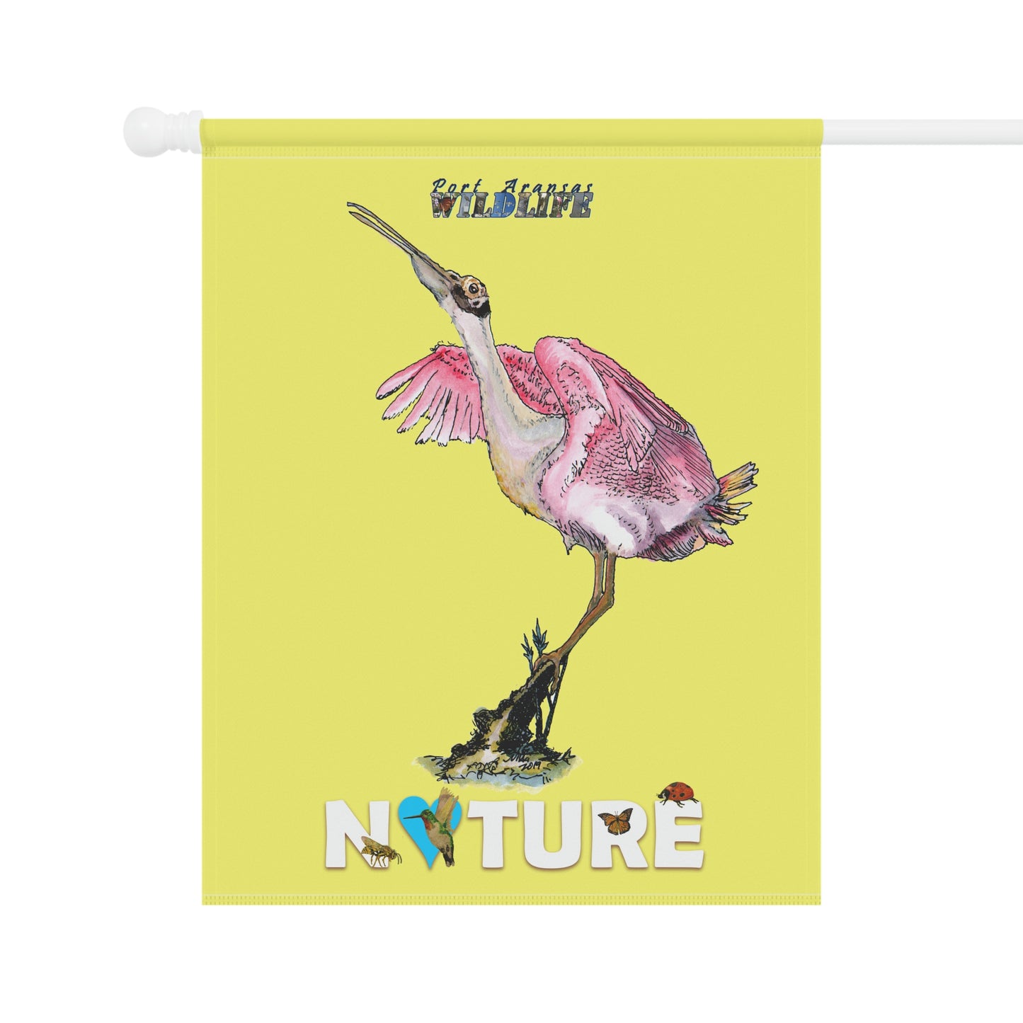 Rosie the Roseate Spoonbill Yellow Garden & House Banner