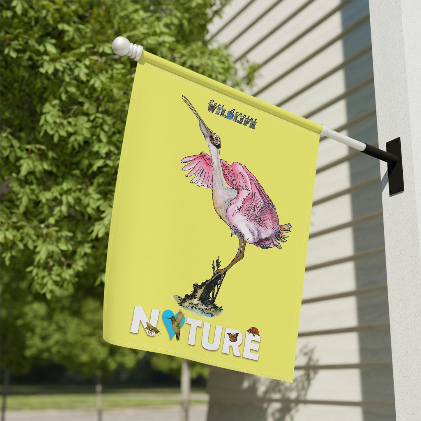 Rosie the Roseate Spoonbill Yellow Garden & House Banner