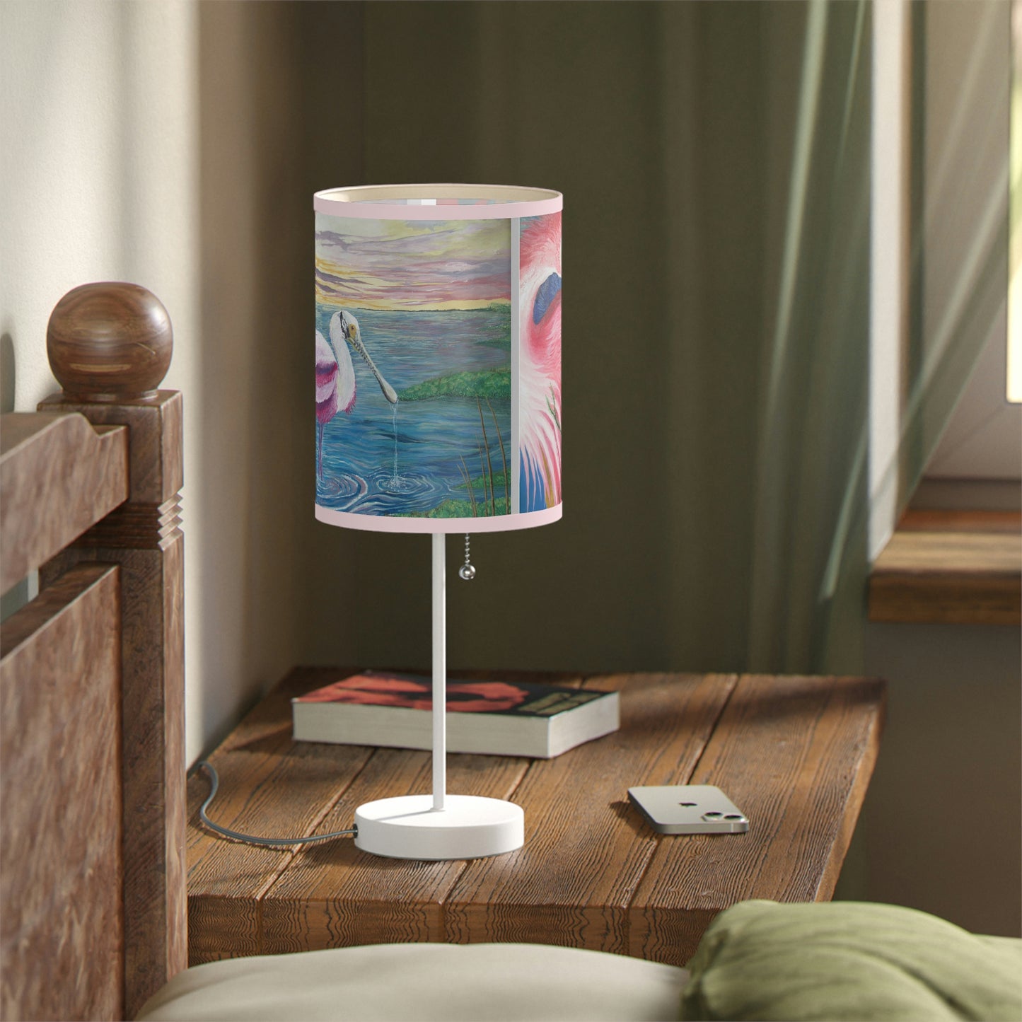 Roseate Spoonbill Art Lamp on a Stand, US|CA plug