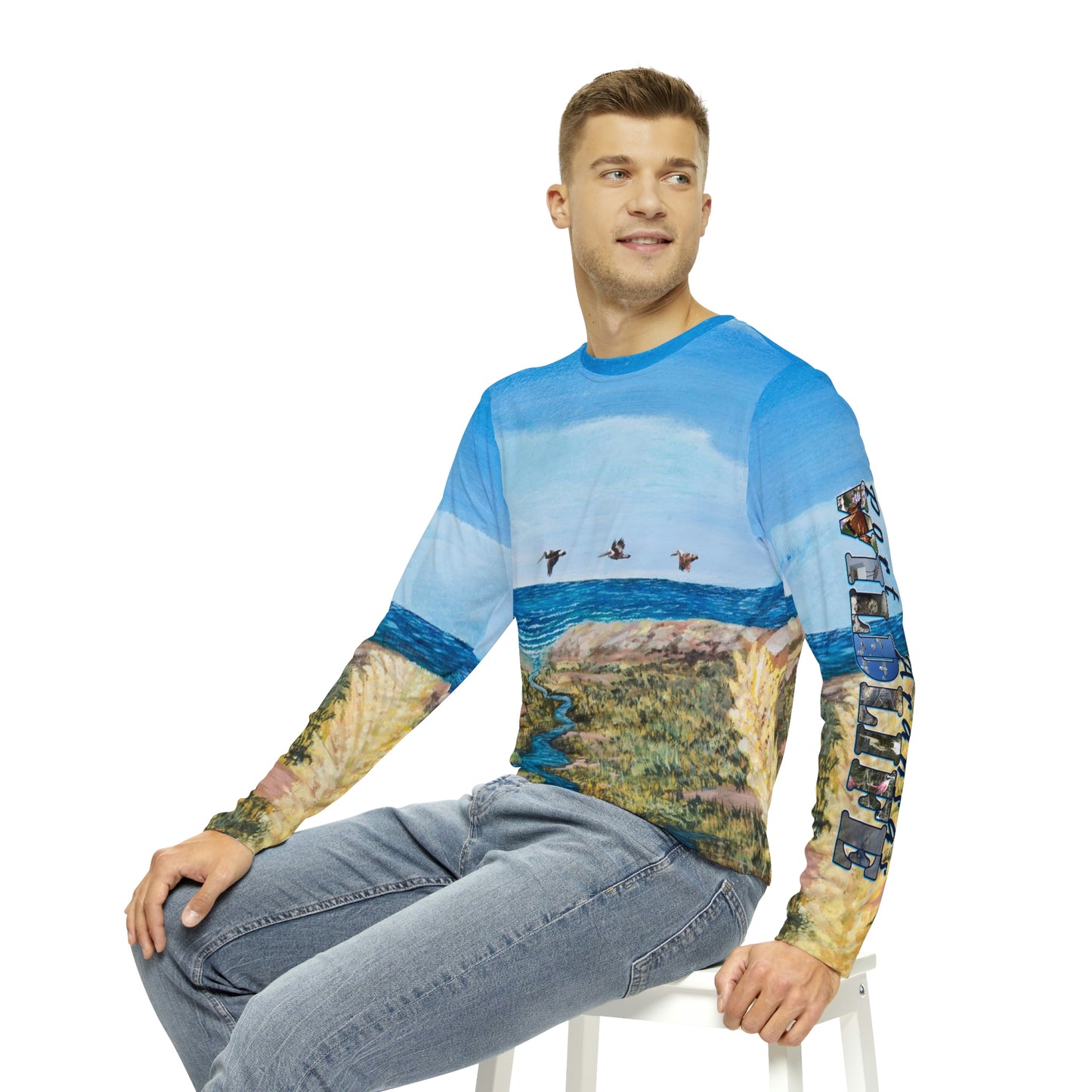 Once Upon A Time in Port Aransas Wildlife Men's Long Sleeve AOP Shirt