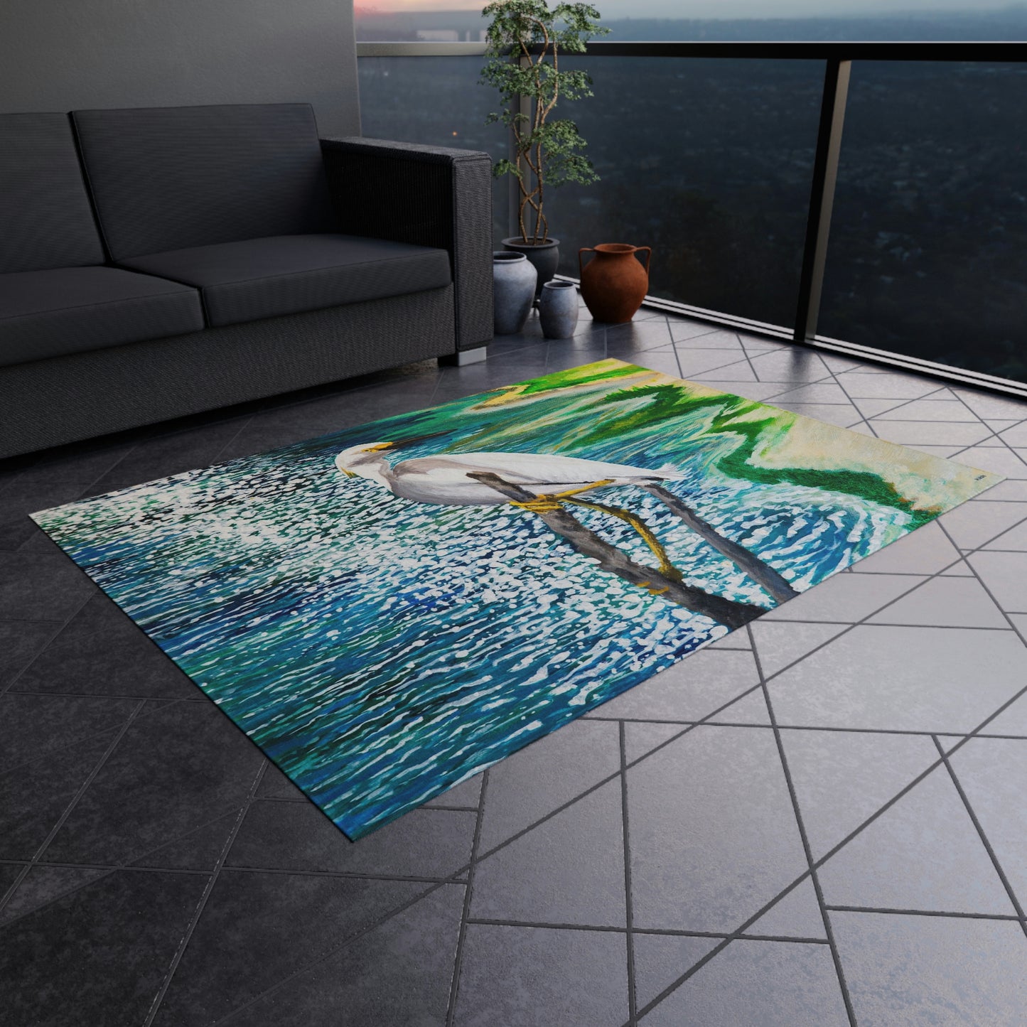 Shorebird in the Sun Outdoor Rug
