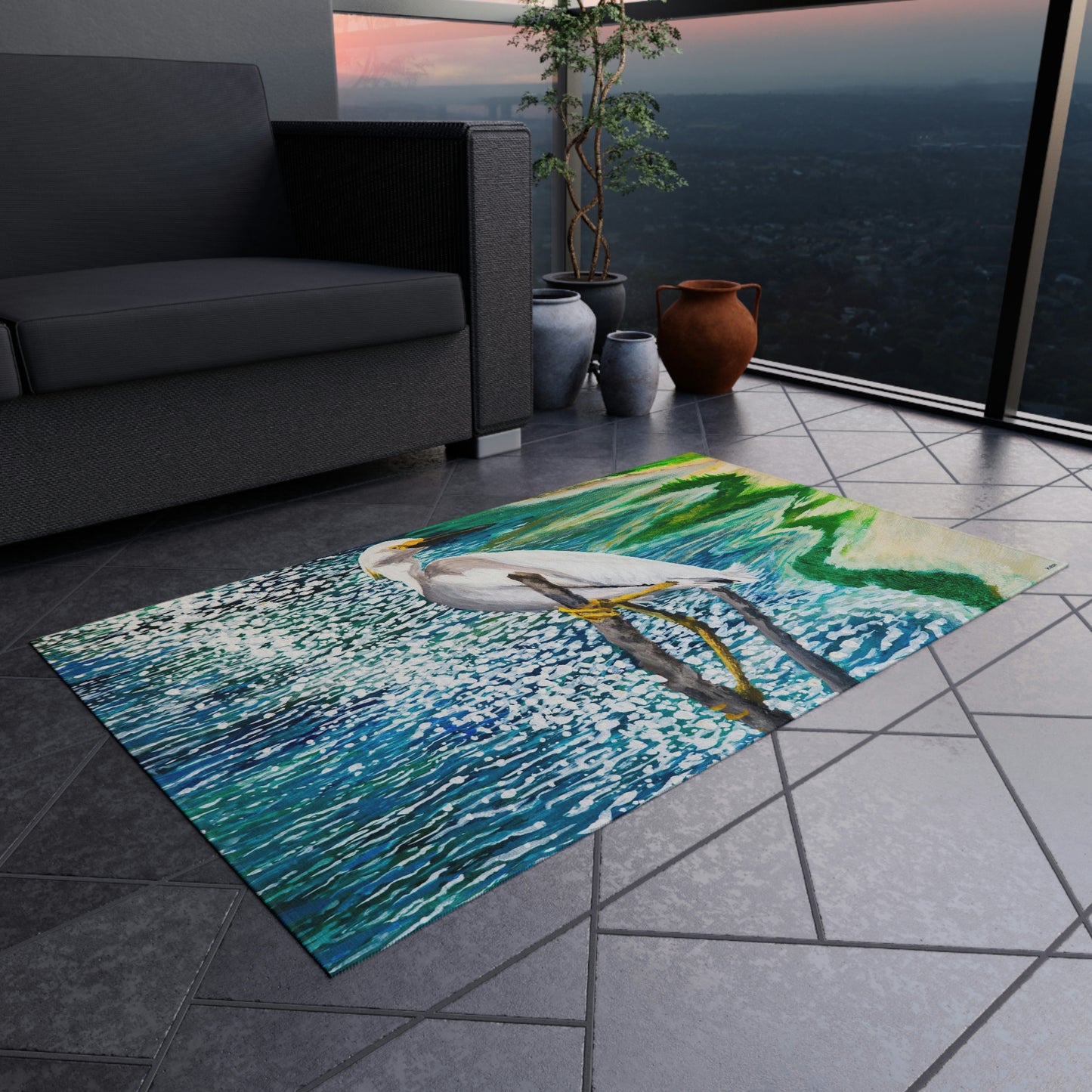 Shorebird in the Sun Outdoor Rug