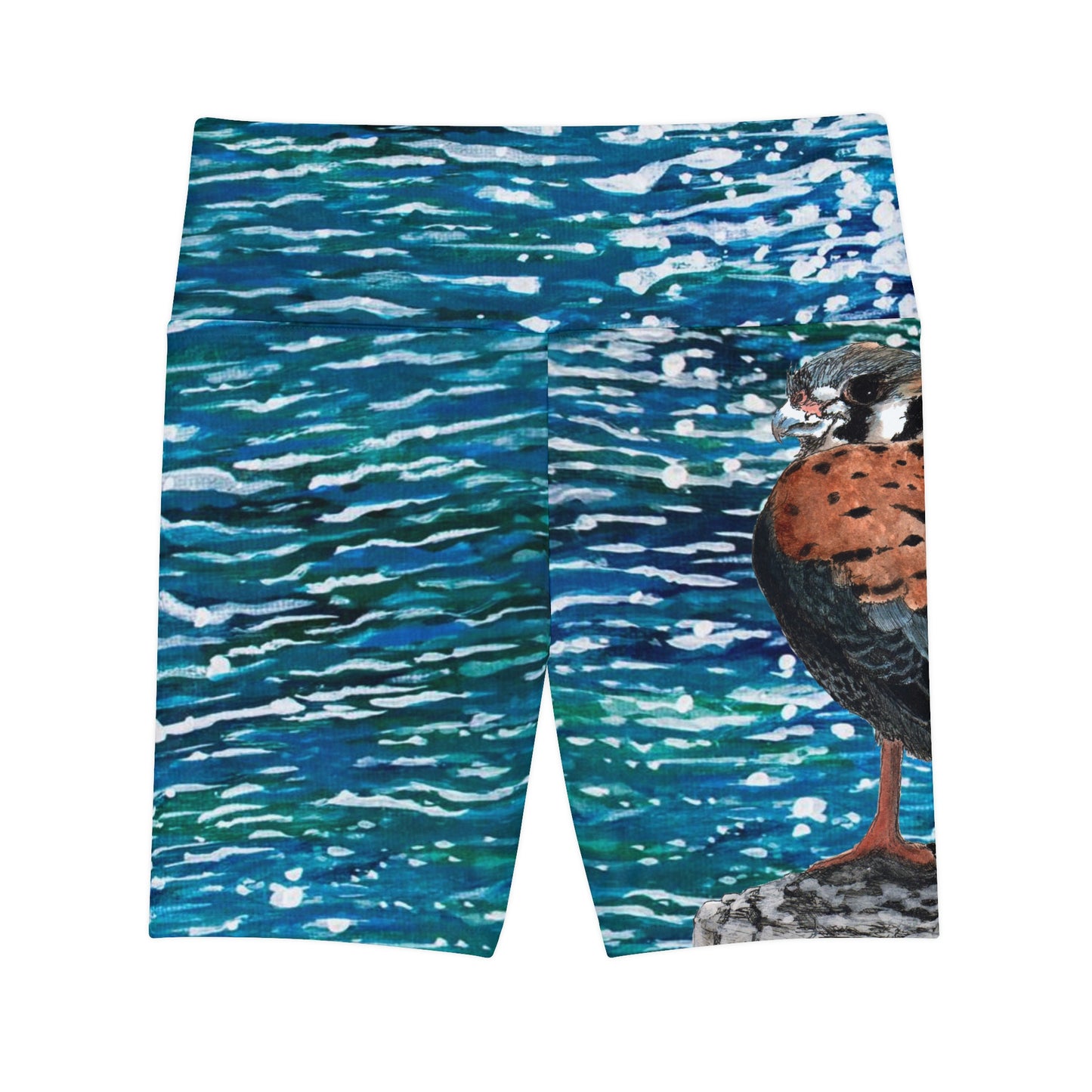 American Kestrel Blue Sparkling Waters Women's Workout Shorts