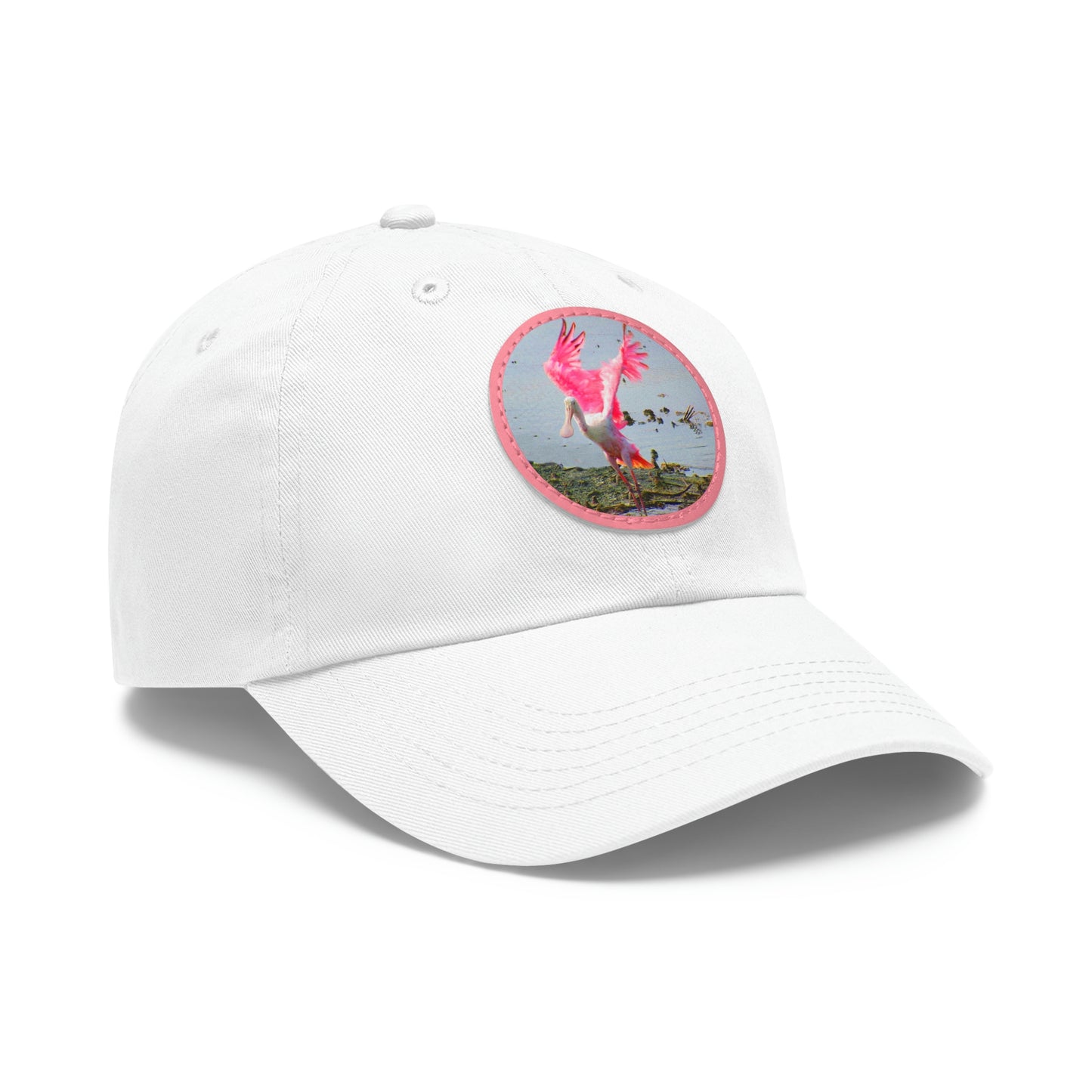 Roseate Spoonbill Pink Bird Hat with Leather Patch (Round)