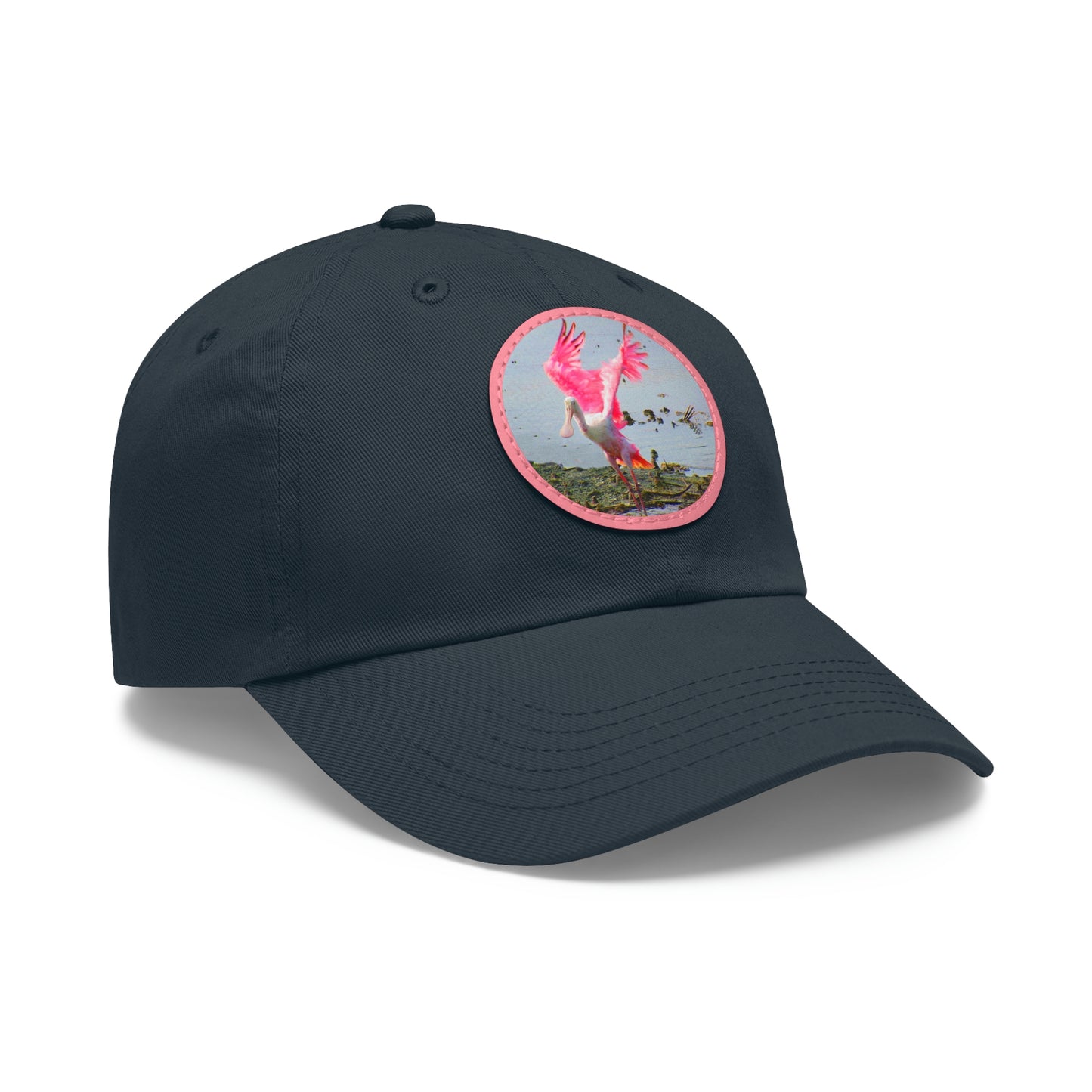Roseate Spoonbill Pink Bird Hat with Leather Patch (Round)