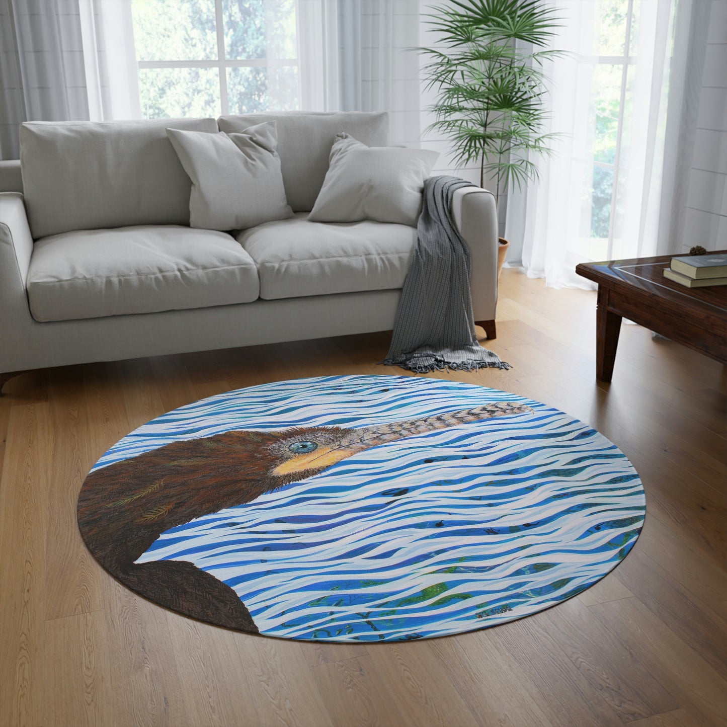 Cormorant in Paradise Round Area Rug