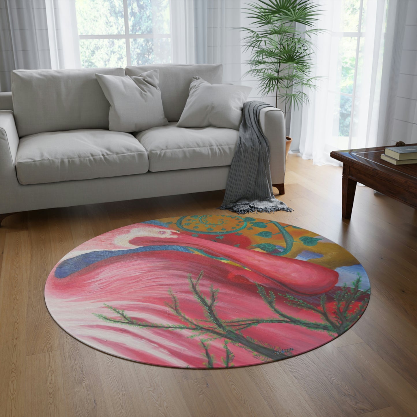 Roseate Spoonbill Art Round Area Rug