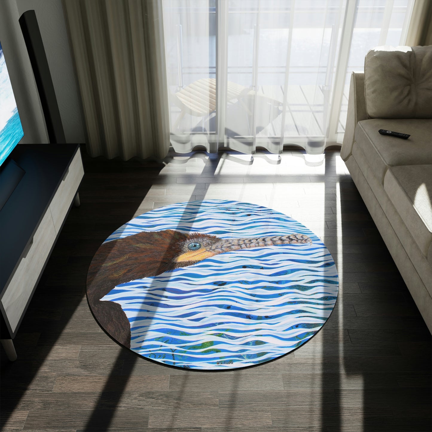 Cormorant in Paradise Round Area Rug