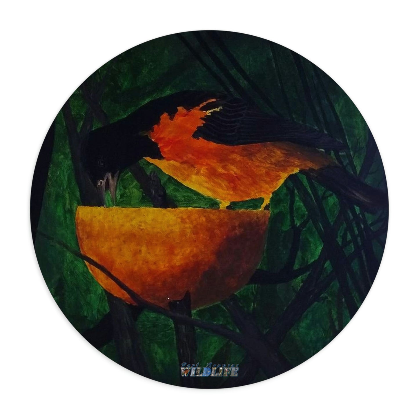Oriole with an Orange Port Aransas Wildlife Mouse Pad