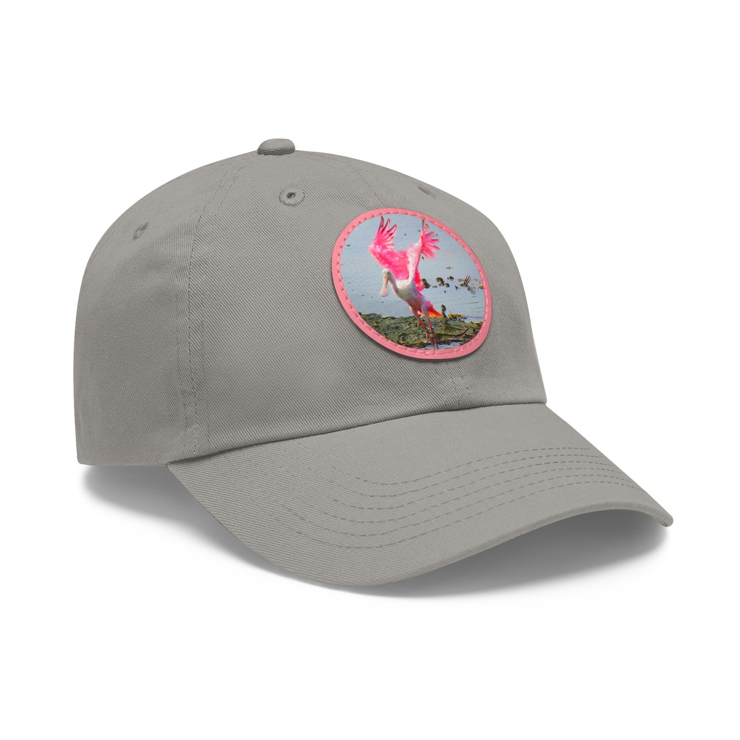 Roseate Spoonbill Pink Bird Hat with Leather Patch (Round)