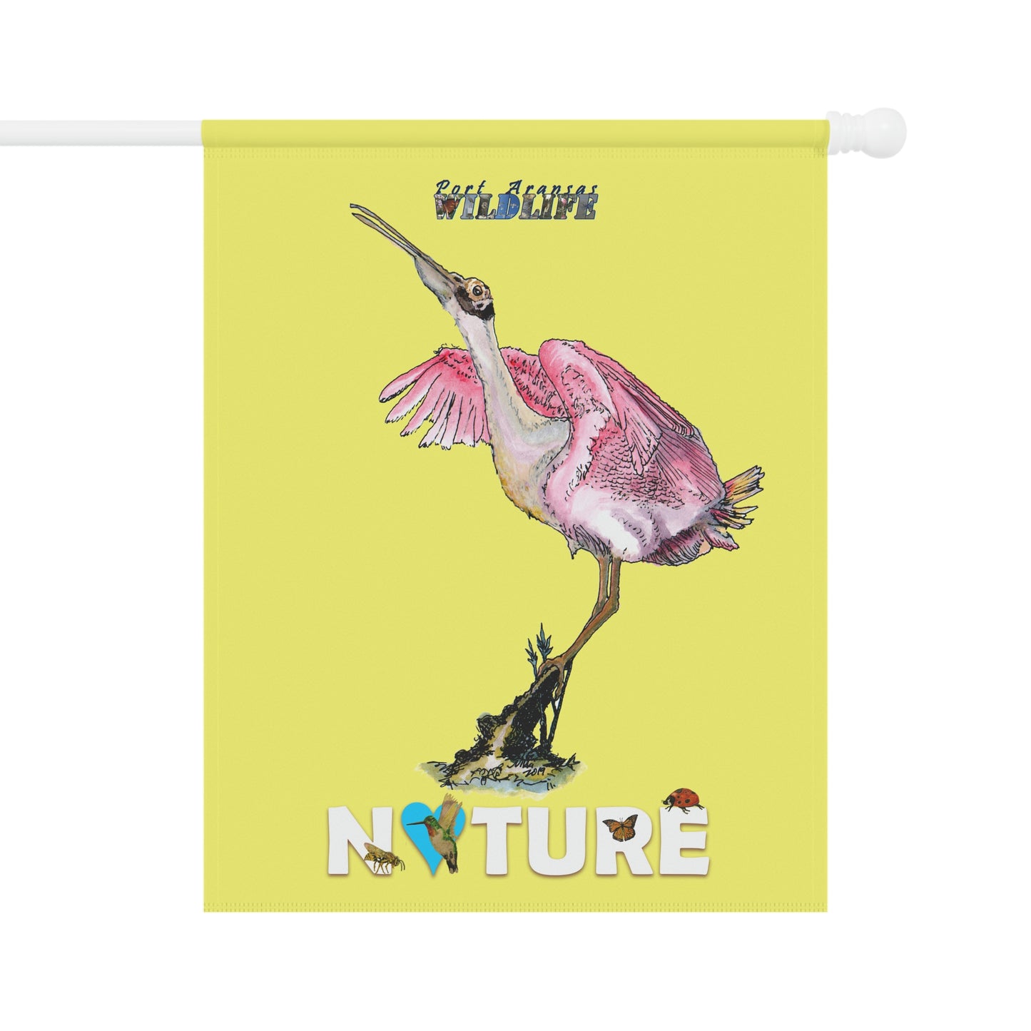 Rosie the Roseate Spoonbill Yellow Garden & House Banner
