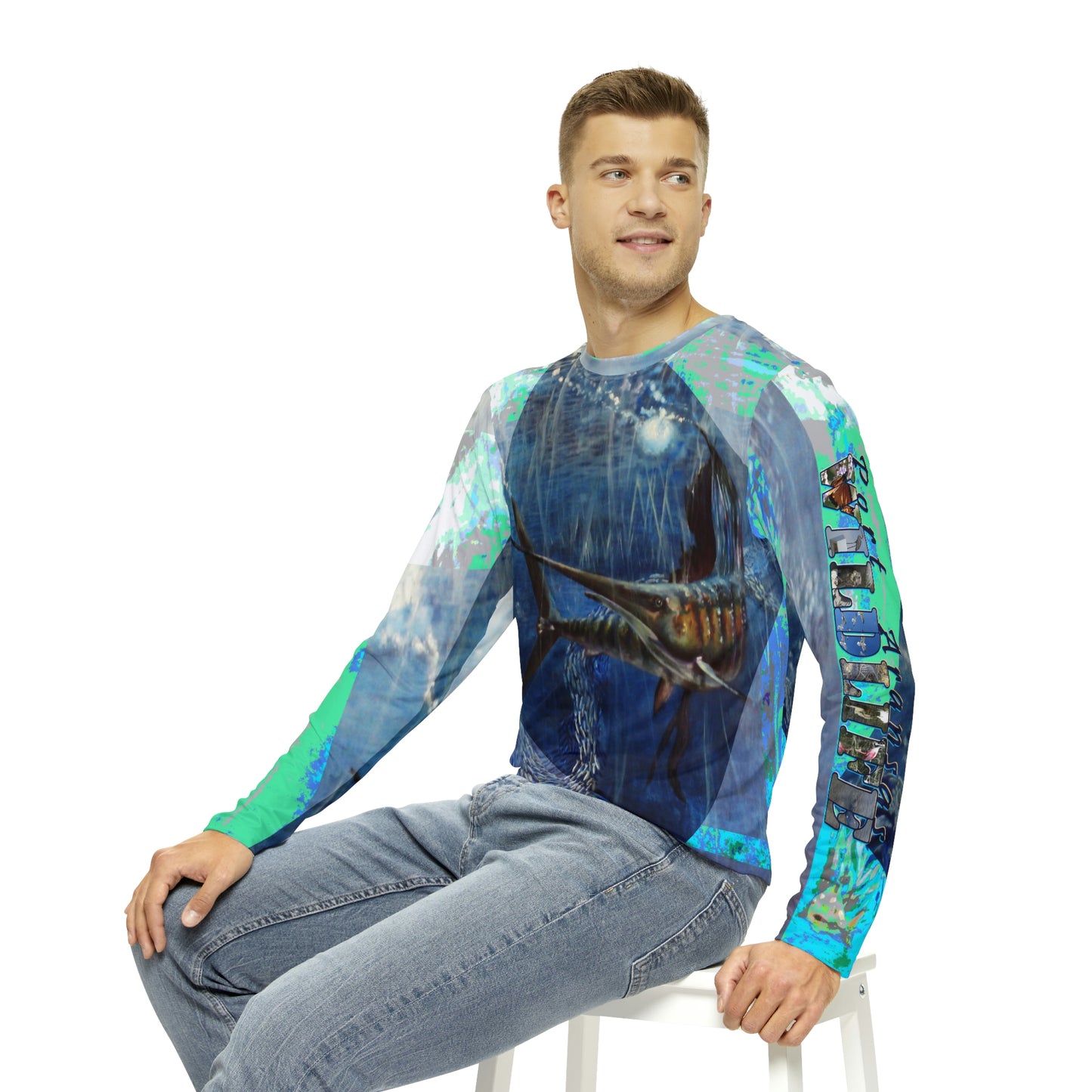 Sailfish Fishing Port Aransas Wildlife Men's Long Sleeve AOP Shirt