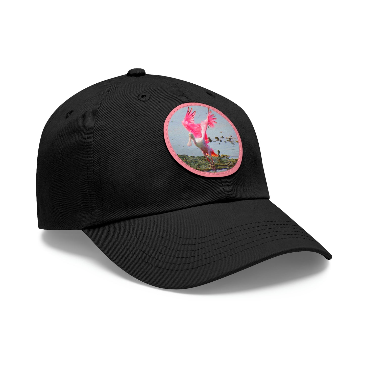 Roseate Spoonbill Pink Bird Hat with Leather Patch (Round)