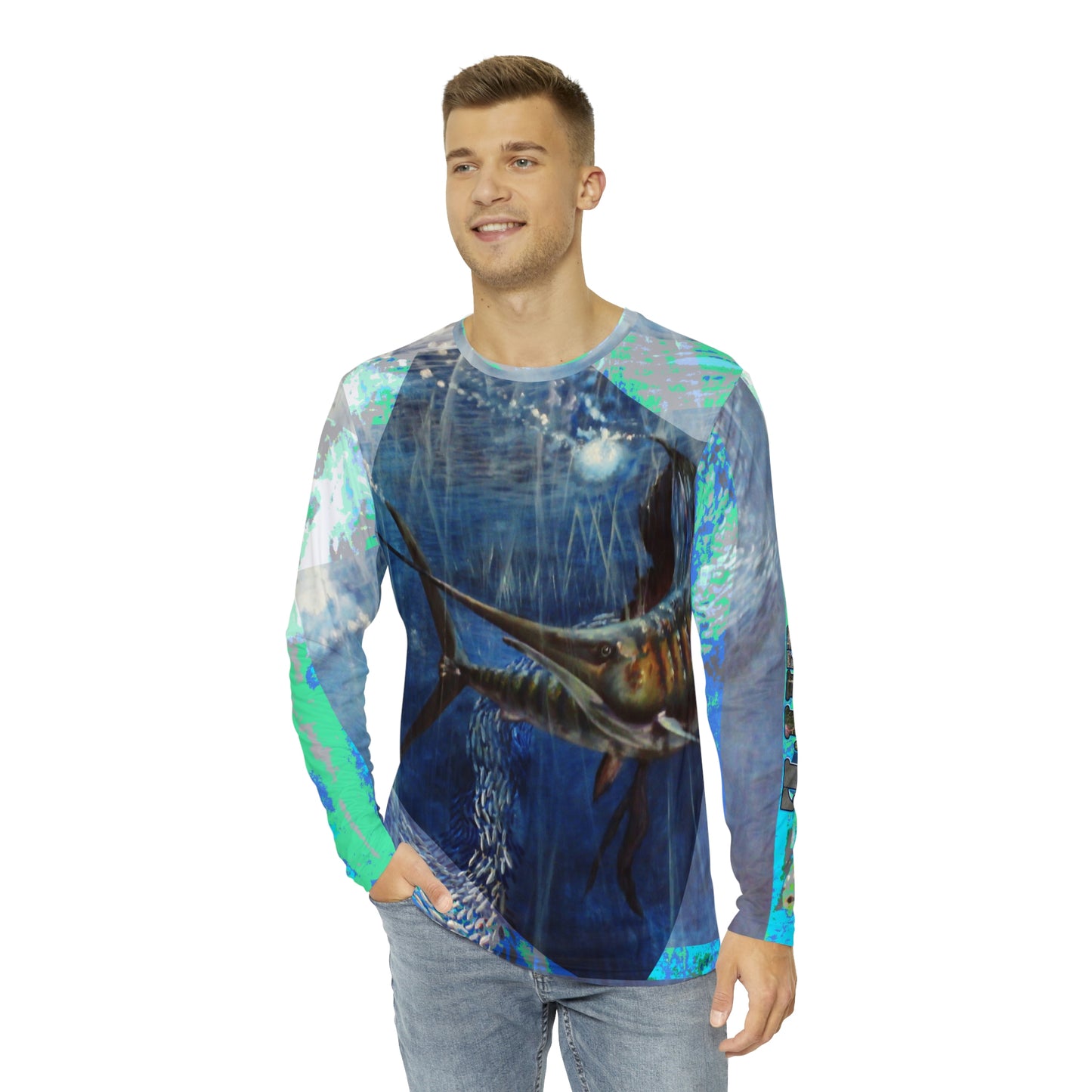 Sailfish Fishing Port Aransas Wildlife Men's Long Sleeve AOP Shirt
