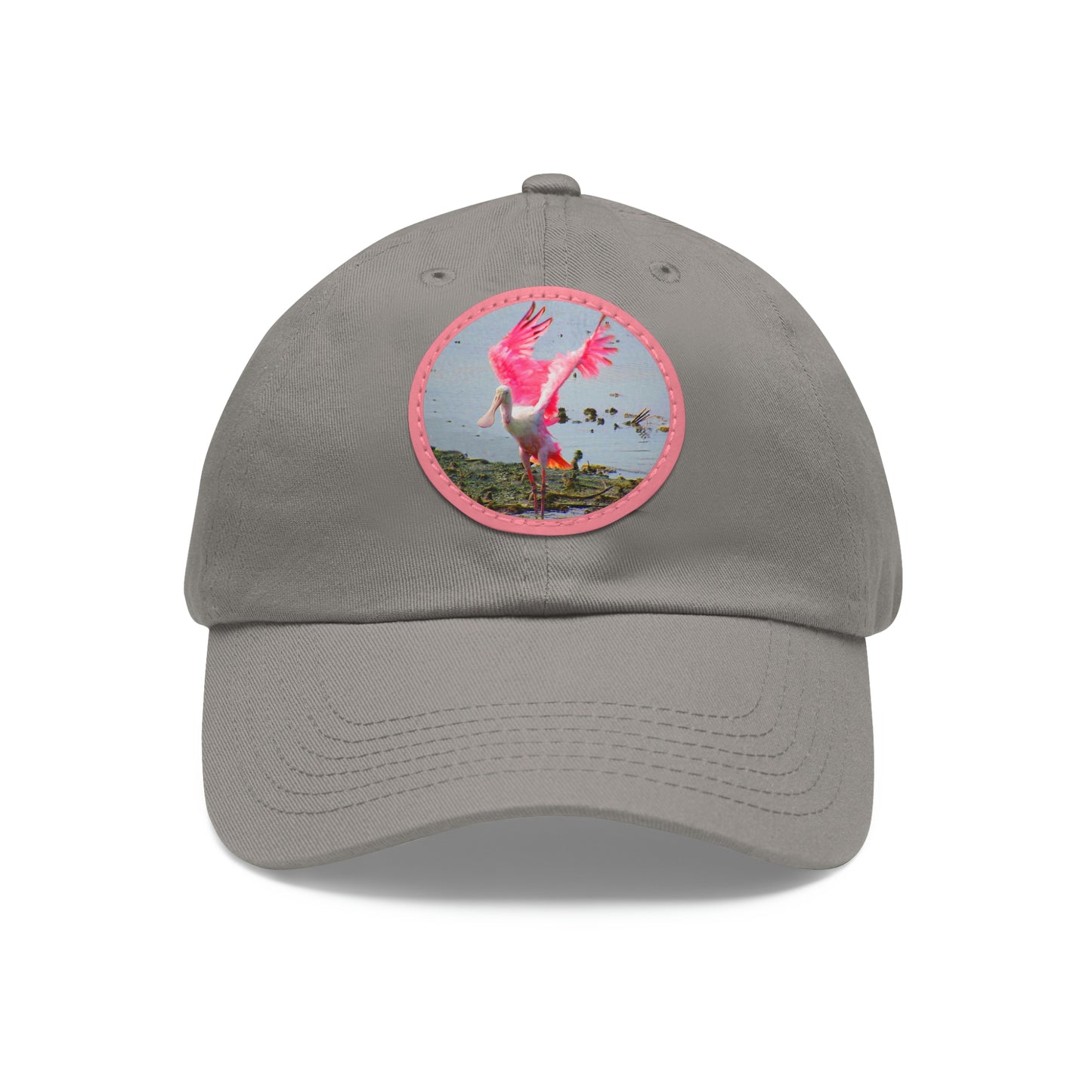 Roseate Spoonbill Pink Bird Hat with Leather Patch (Round)