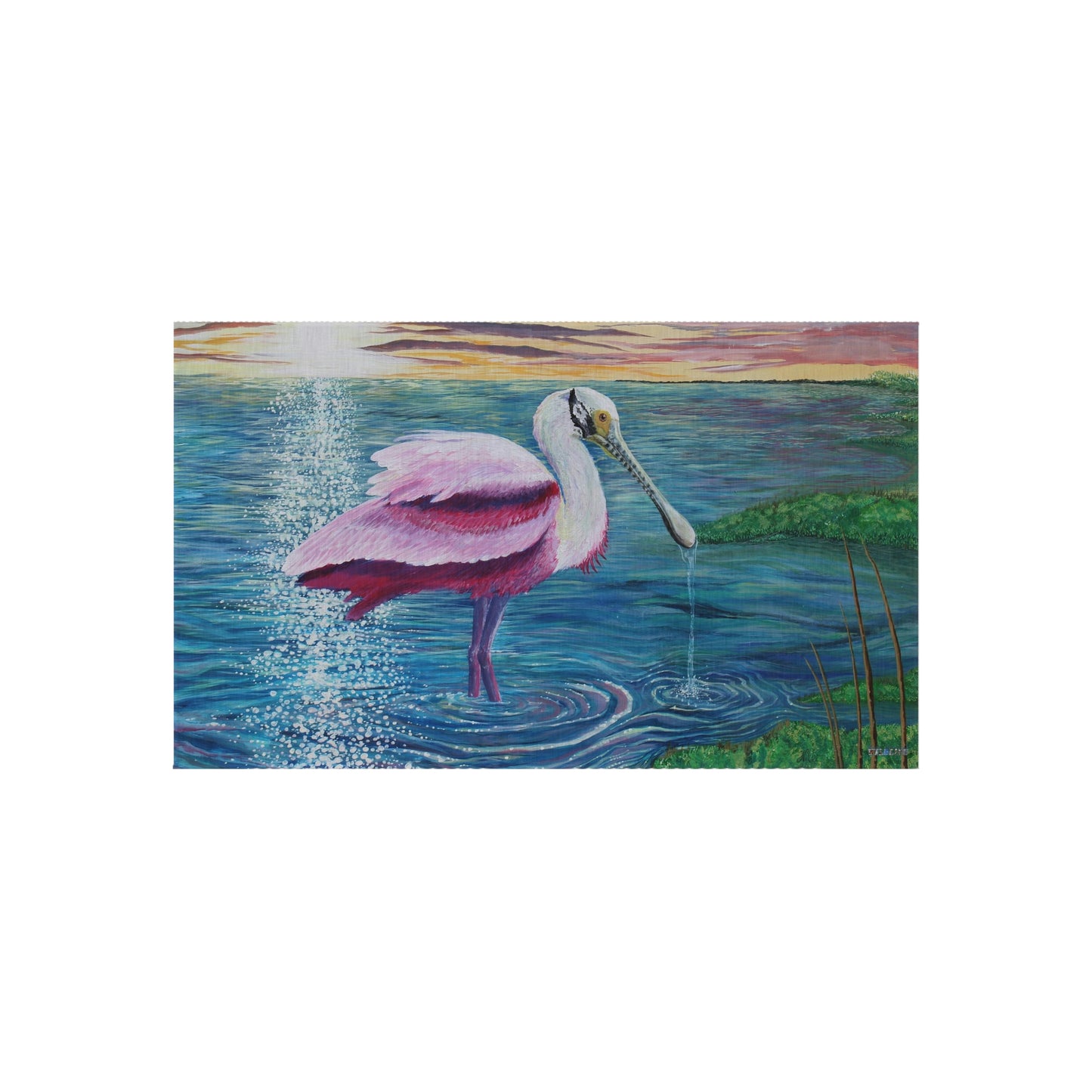 Spoonbill in the Sun Port Aransas Wildlife Outdoor Rug
