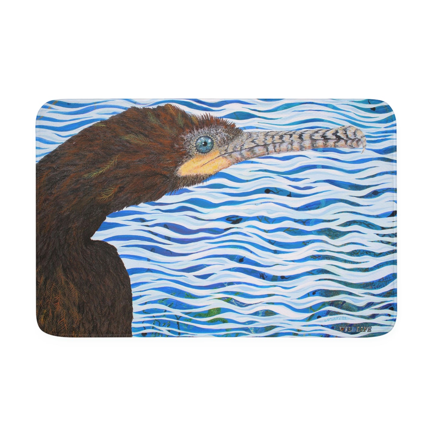 Cormorant in Paradise Port Aransas Wildlife Memory Foam Bath Mat