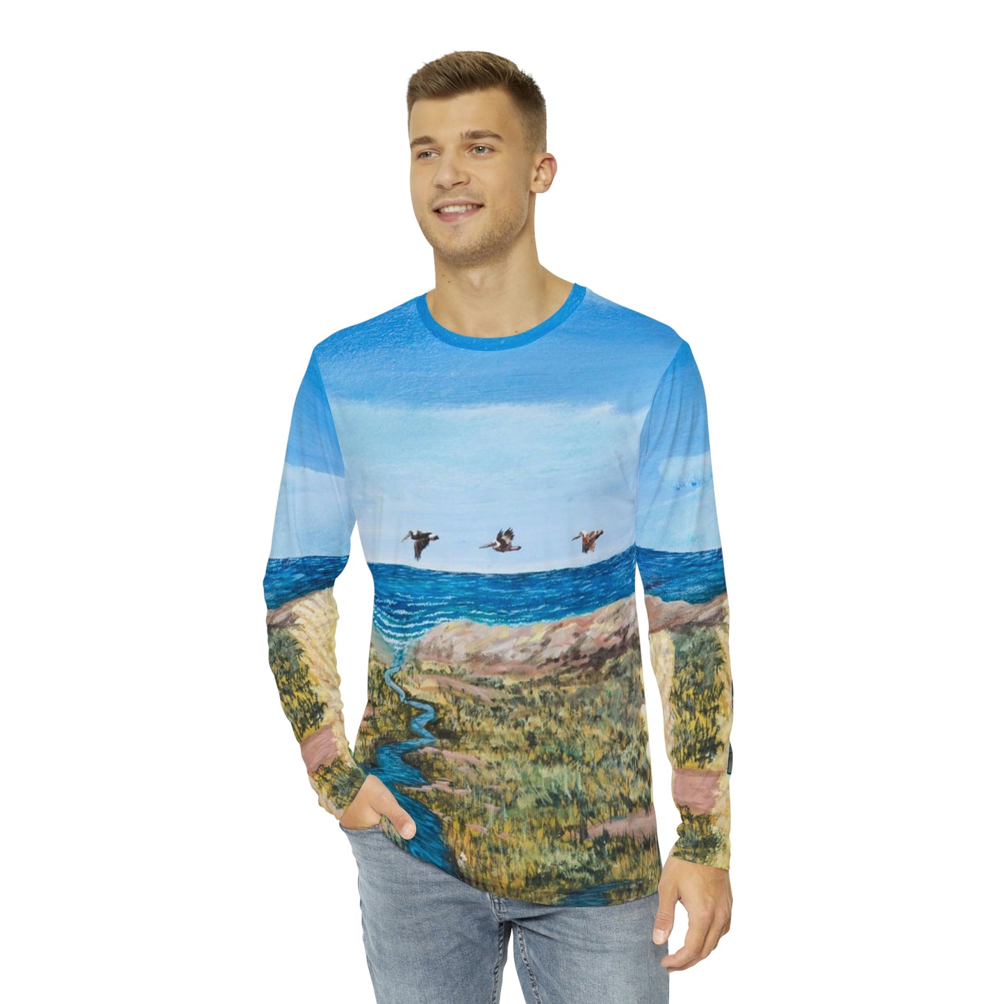 Once Upon A Time in Port Aransas Wildlife Men's Long Sleeve AOP Shirt
