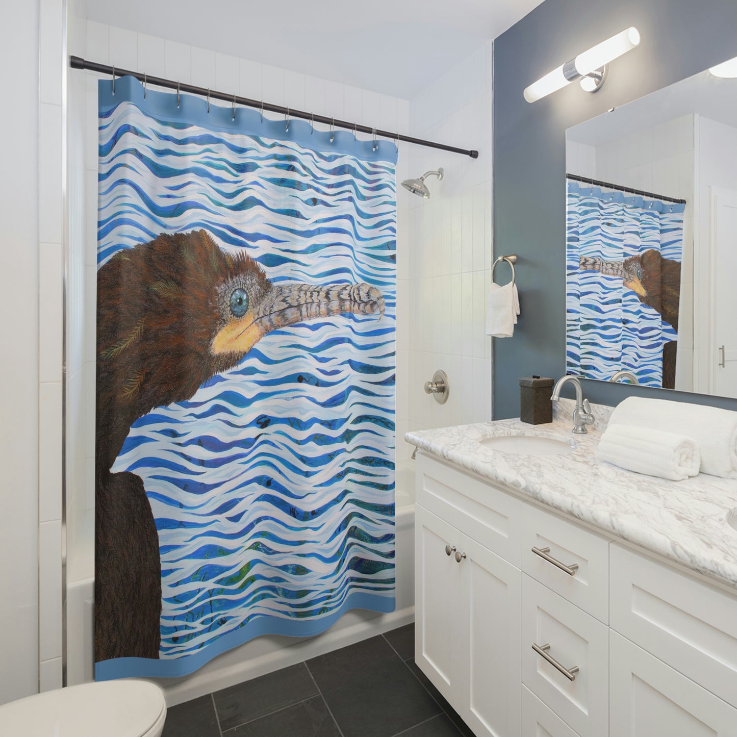 Cormorant in Paradise Port Aransas Wildlife Artistic Shower Curtains
