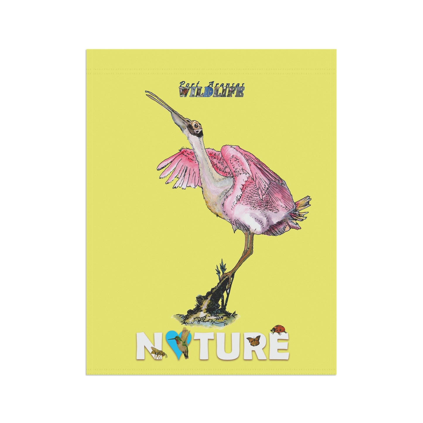 Rosie the Roseate Spoonbill Yellow Garden & House Banner