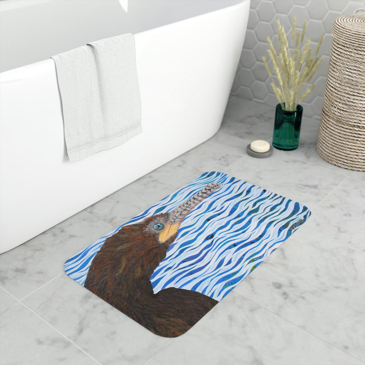 Cormorant in Paradise Port Aransas Wildlife Memory Foam Bath Mat