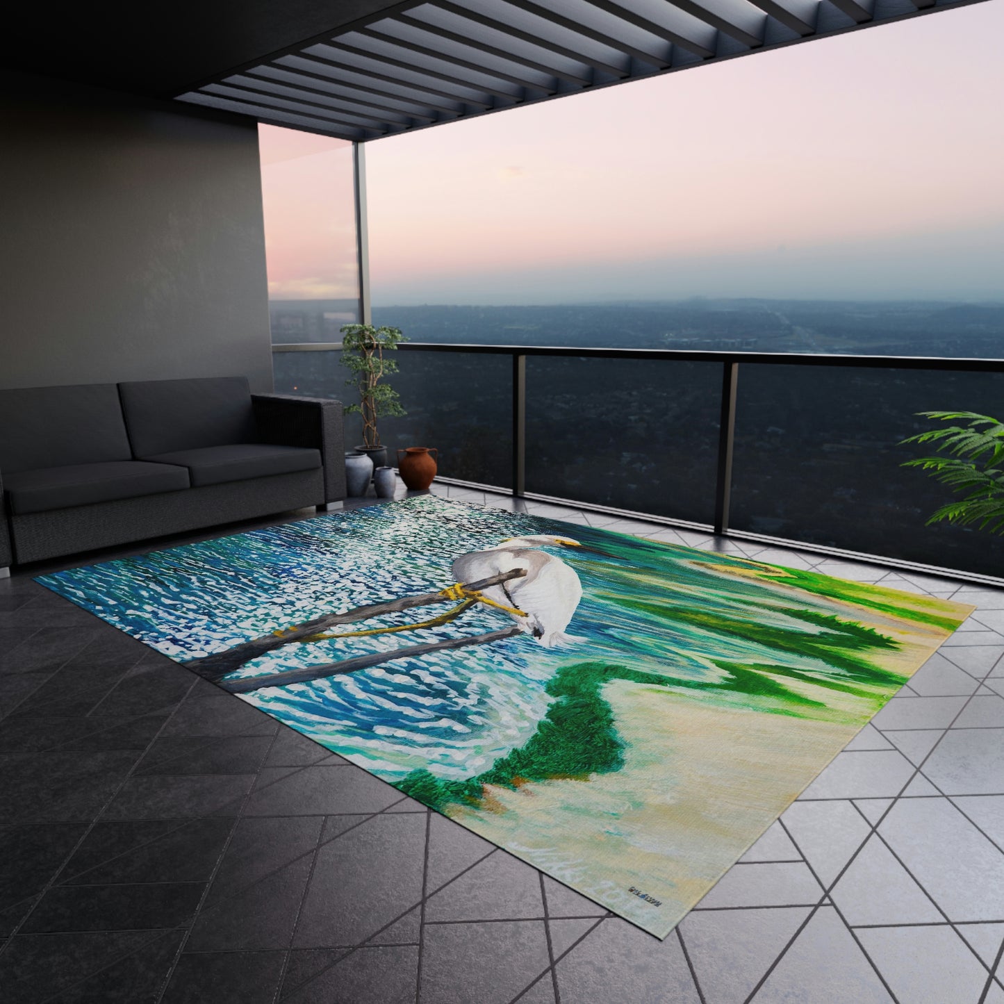 Shorebird in the Sun Outdoor Rug