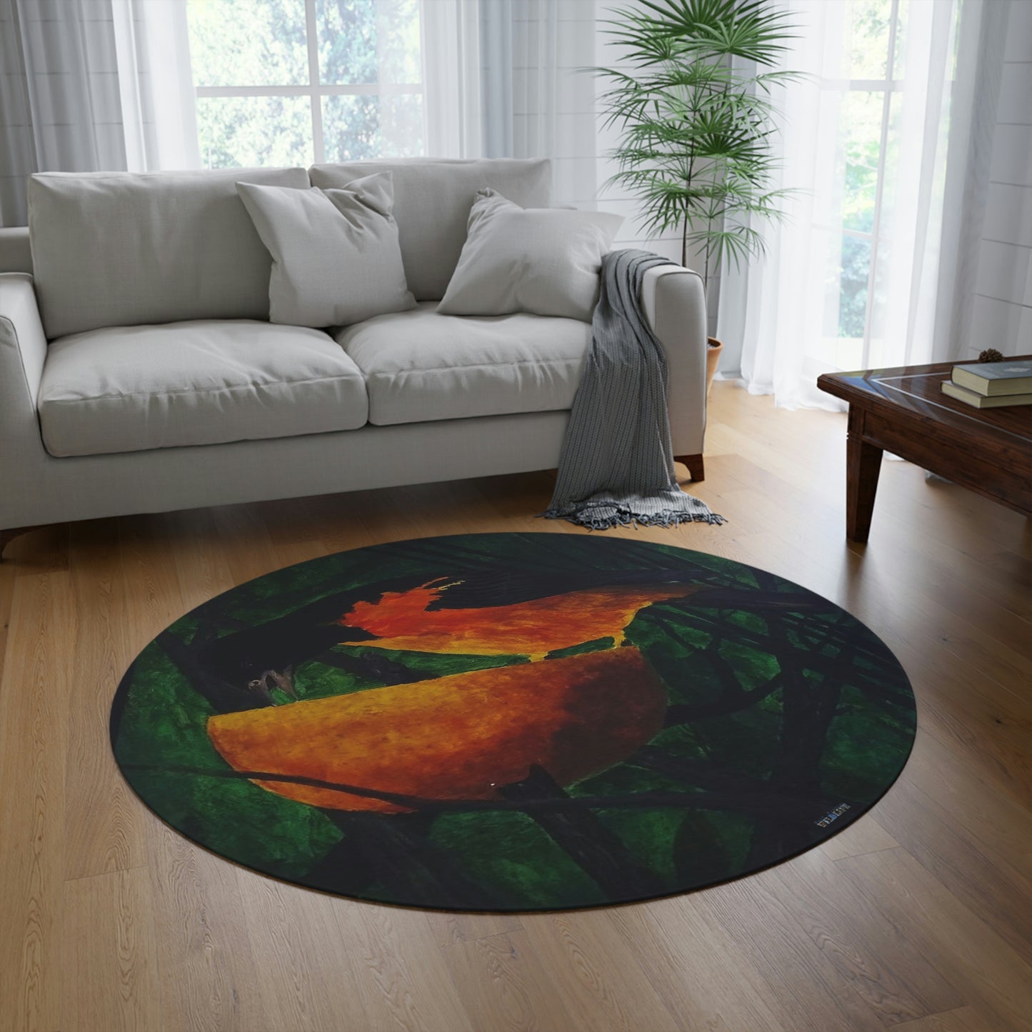 Oriole and an Orange Port Aransas Wildlife Artistic Round Area Rug